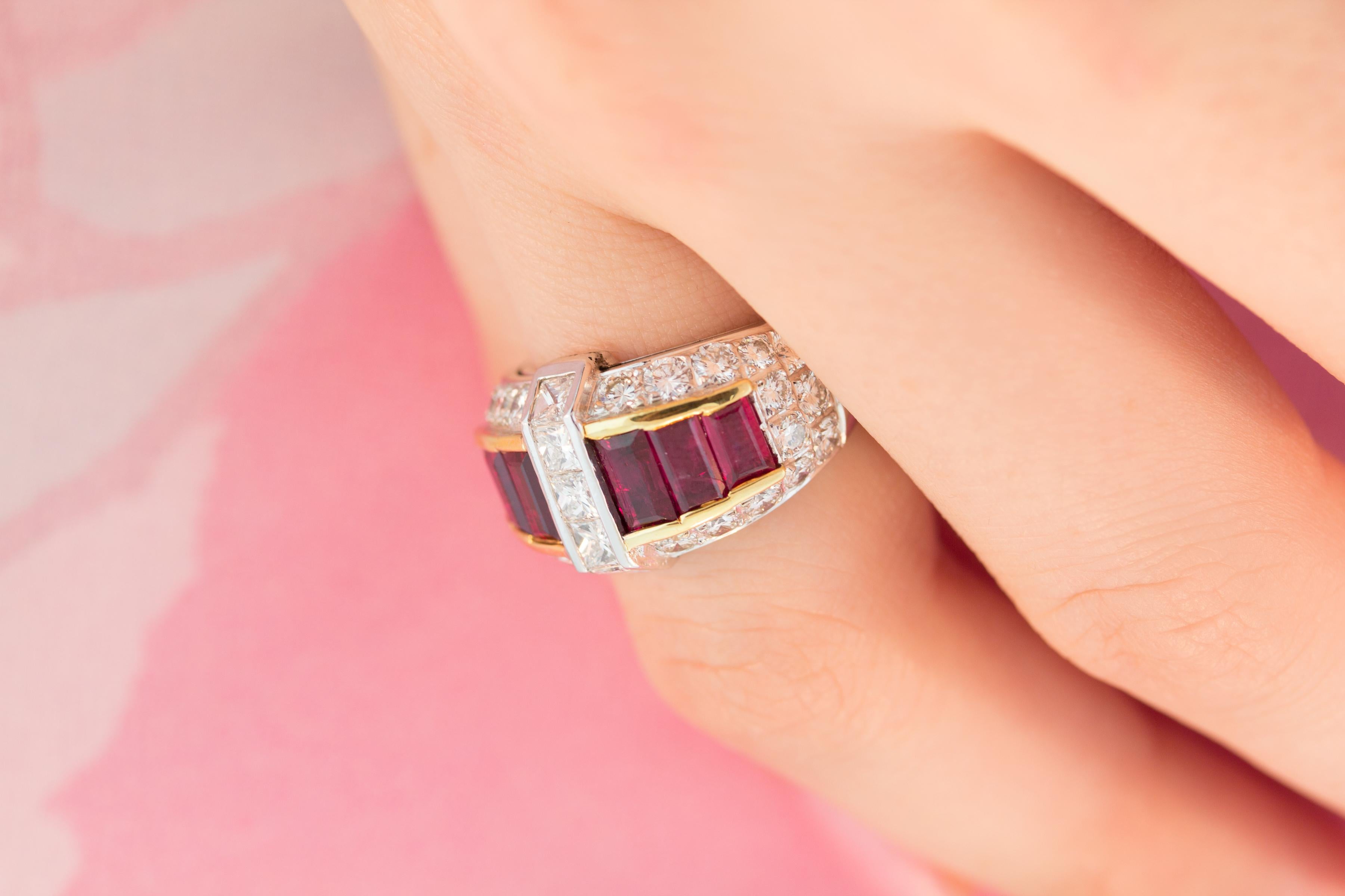 Rubin und Diamant Cocktail Gold Ring Design von Ella Gafter im Zustand „Neu“ im Angebot in New York, NY