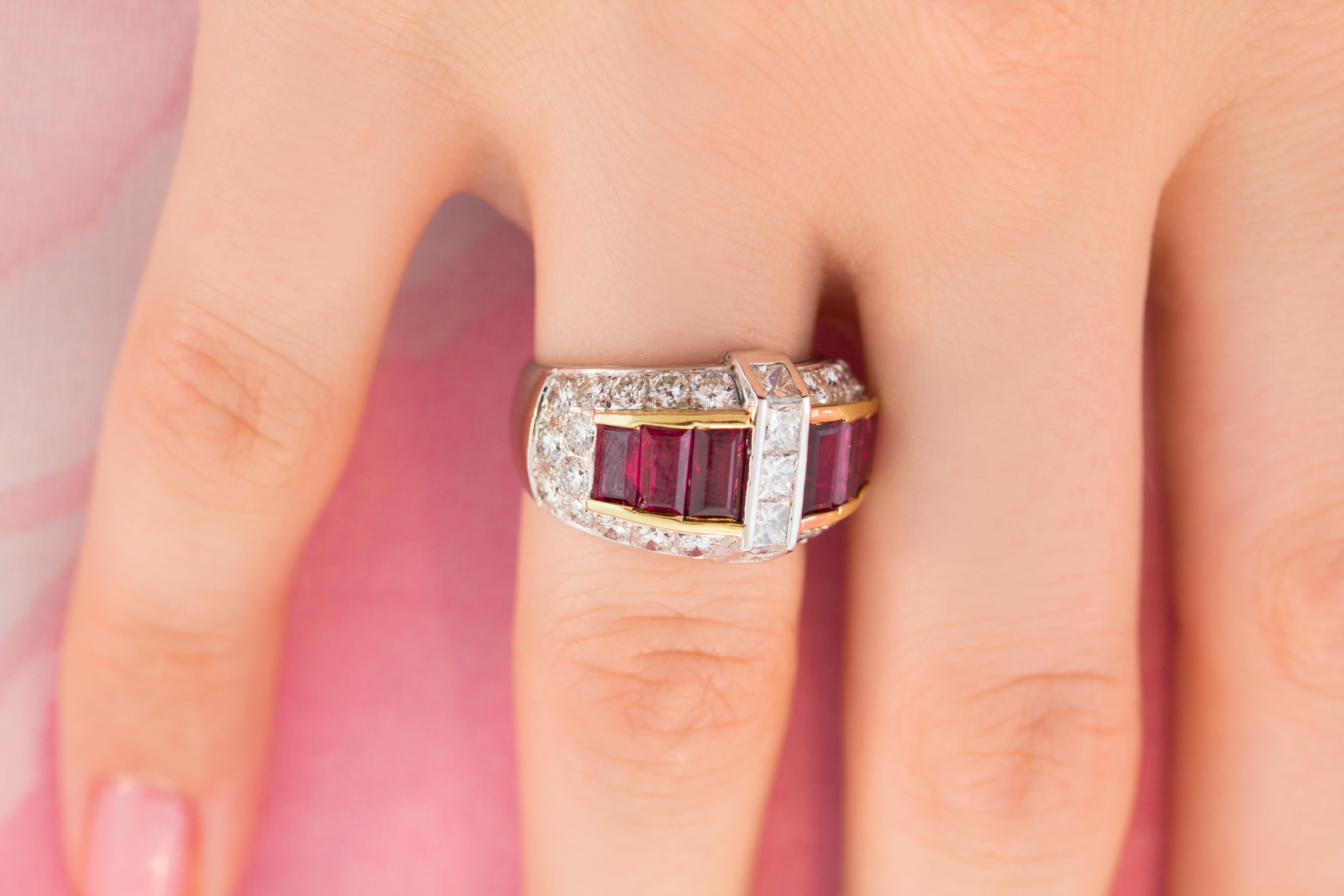 Women's Ella Gafter Ruby Princess Diamond Cocktail Ring For Sale