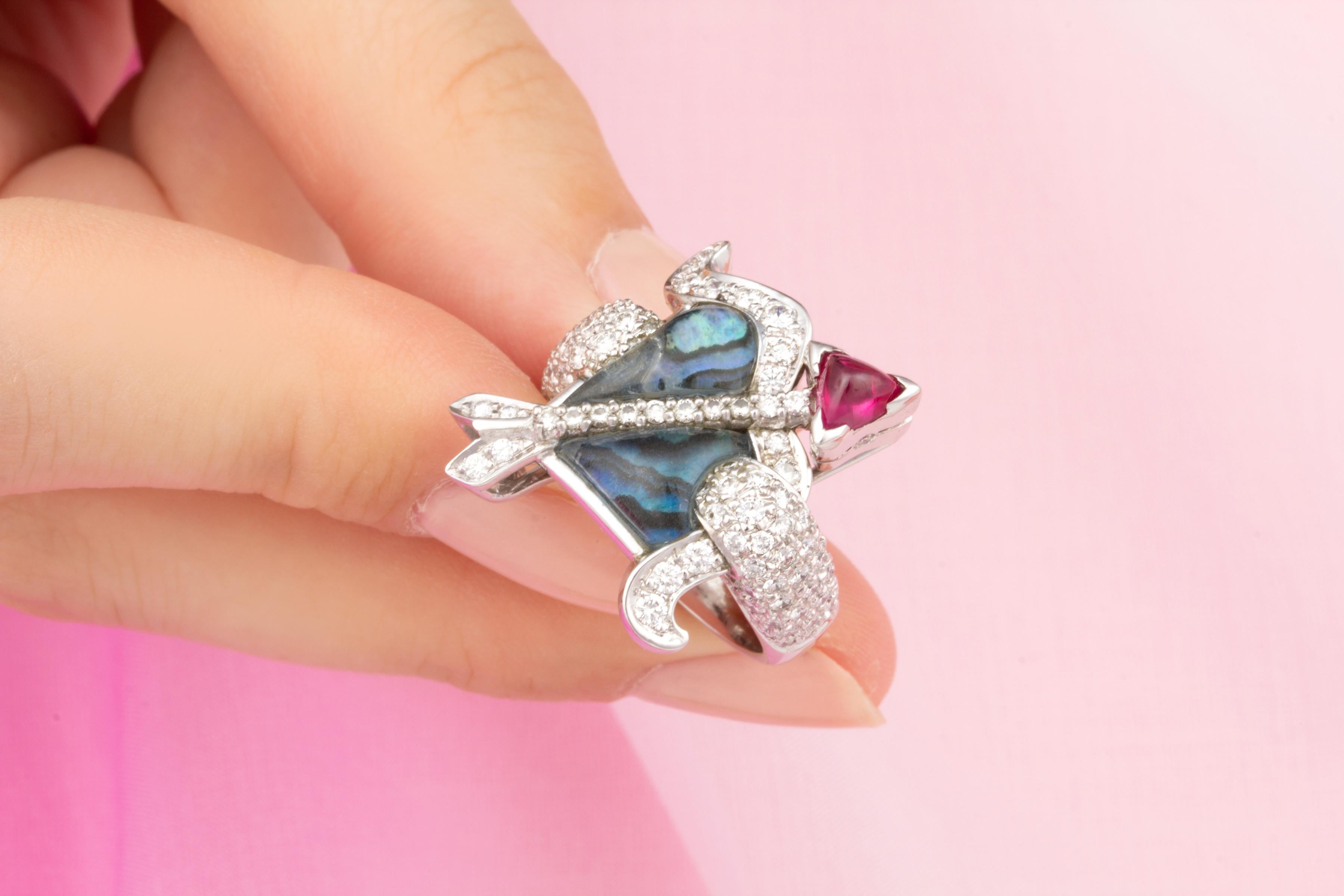 Women's or Men's Ella Gafter Sagittarius Diamond Ruby Zodiac Ring  For Sale