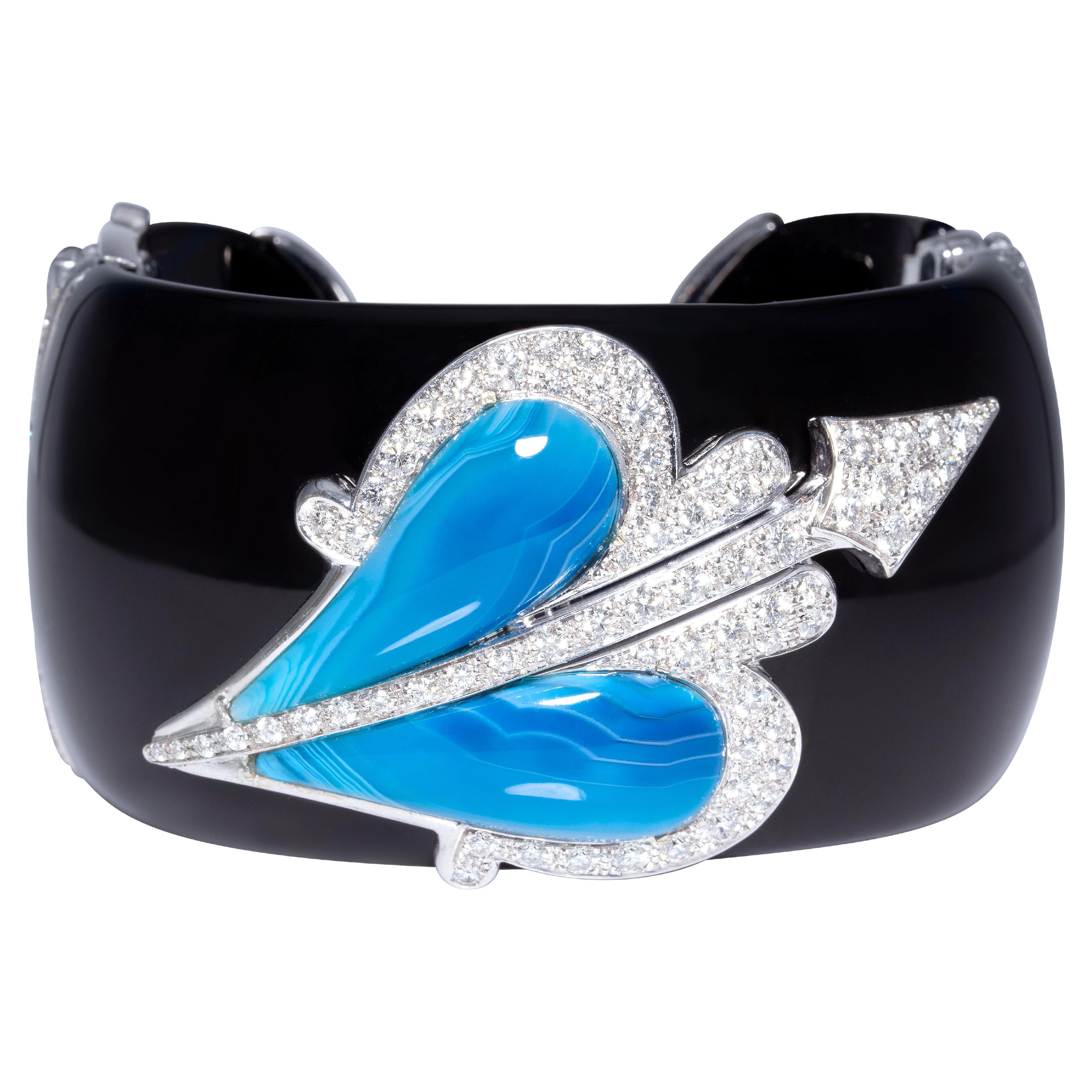 Ella Gafter Sagittarius Zodiac Cuff Bracelet with Diamonds For Sale