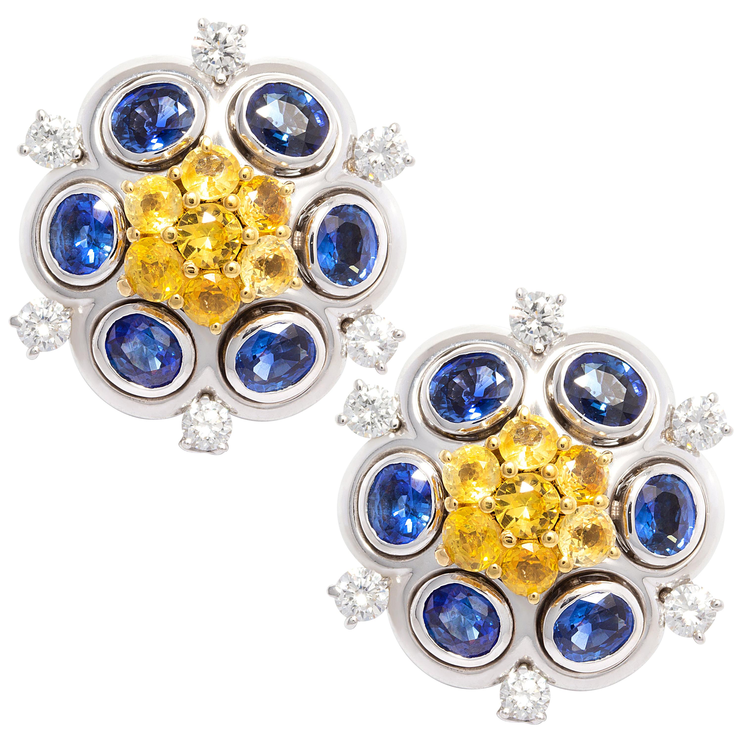 Ella Gafter Sapphire Diamond Cluster Earrings