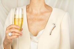 Brooch Multicolor Sapphire and Diamond Stick Pin Design by Ella Gafter