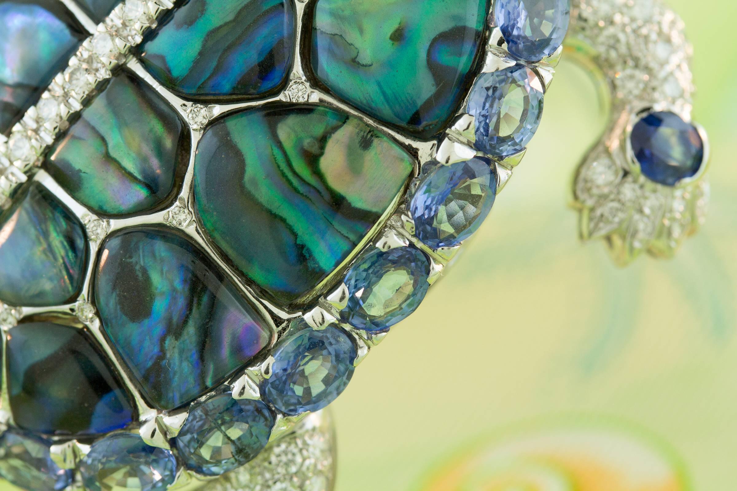 Ella Gafter Turtle Brooch Diamond Sapphire  For Sale 4