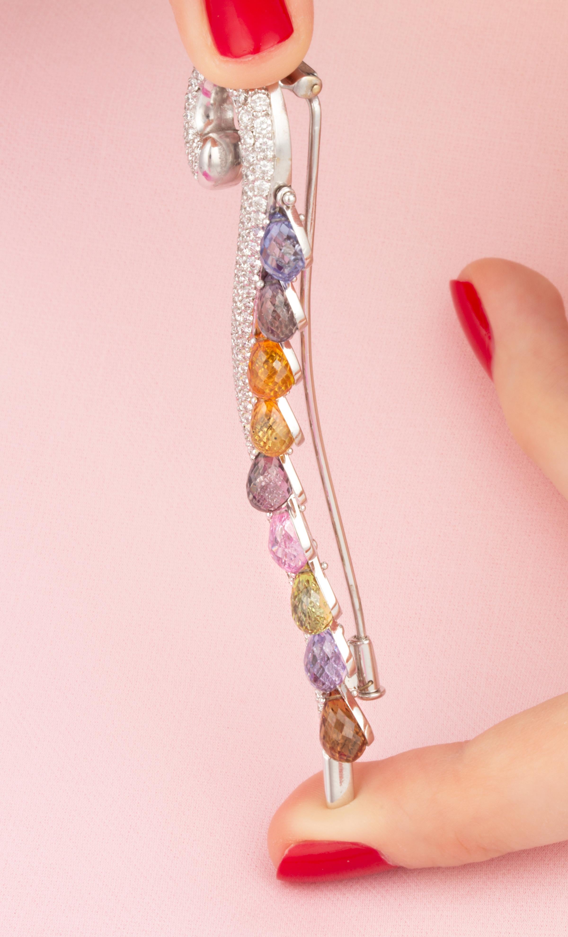 De las mujeres Broche con zafiros y diamantes Stick Pin Diseño de Ella Gafter en venta