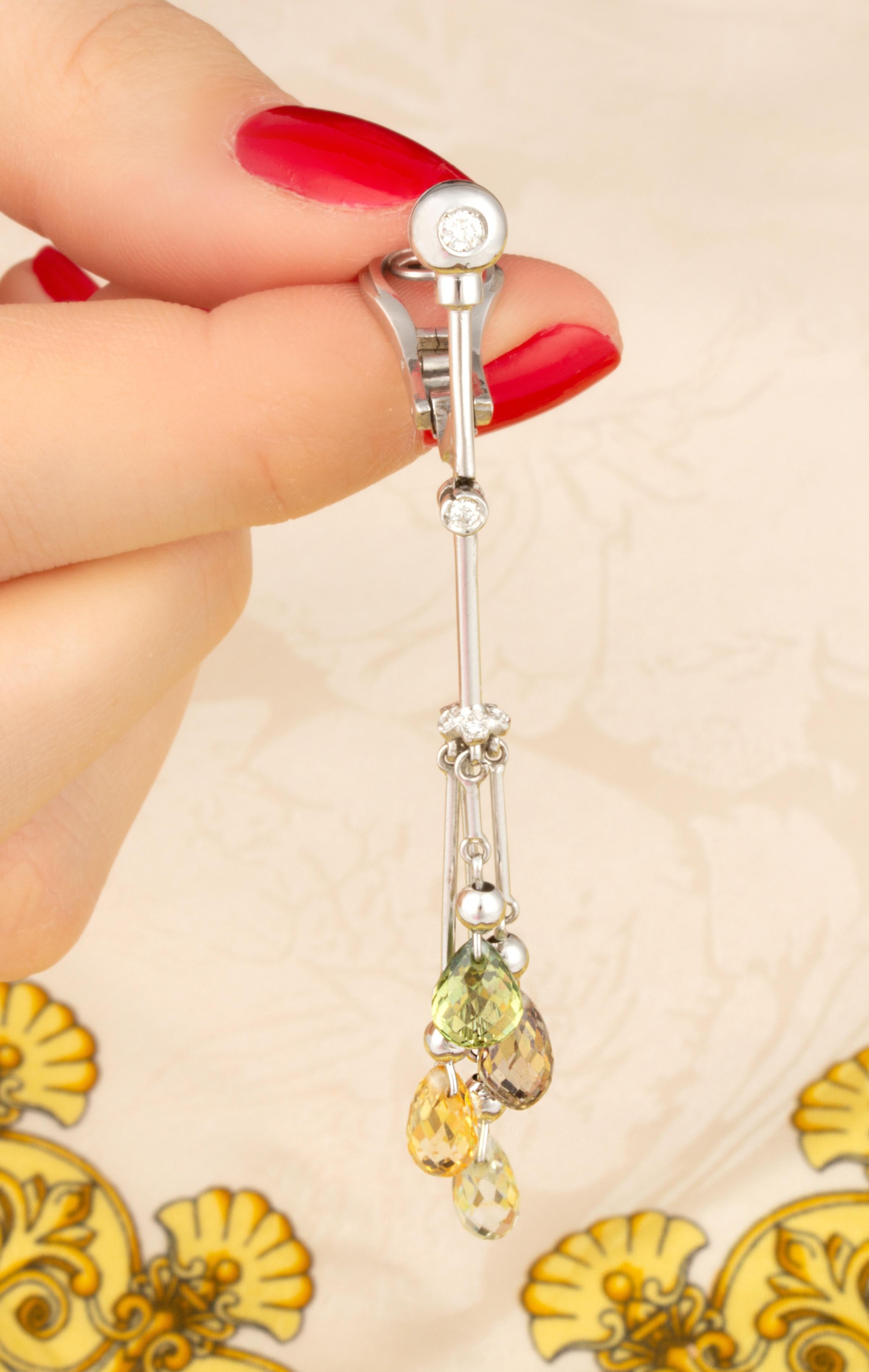 Ella Gafter Sapphire Briolette Diamond Earrings For Sale 1