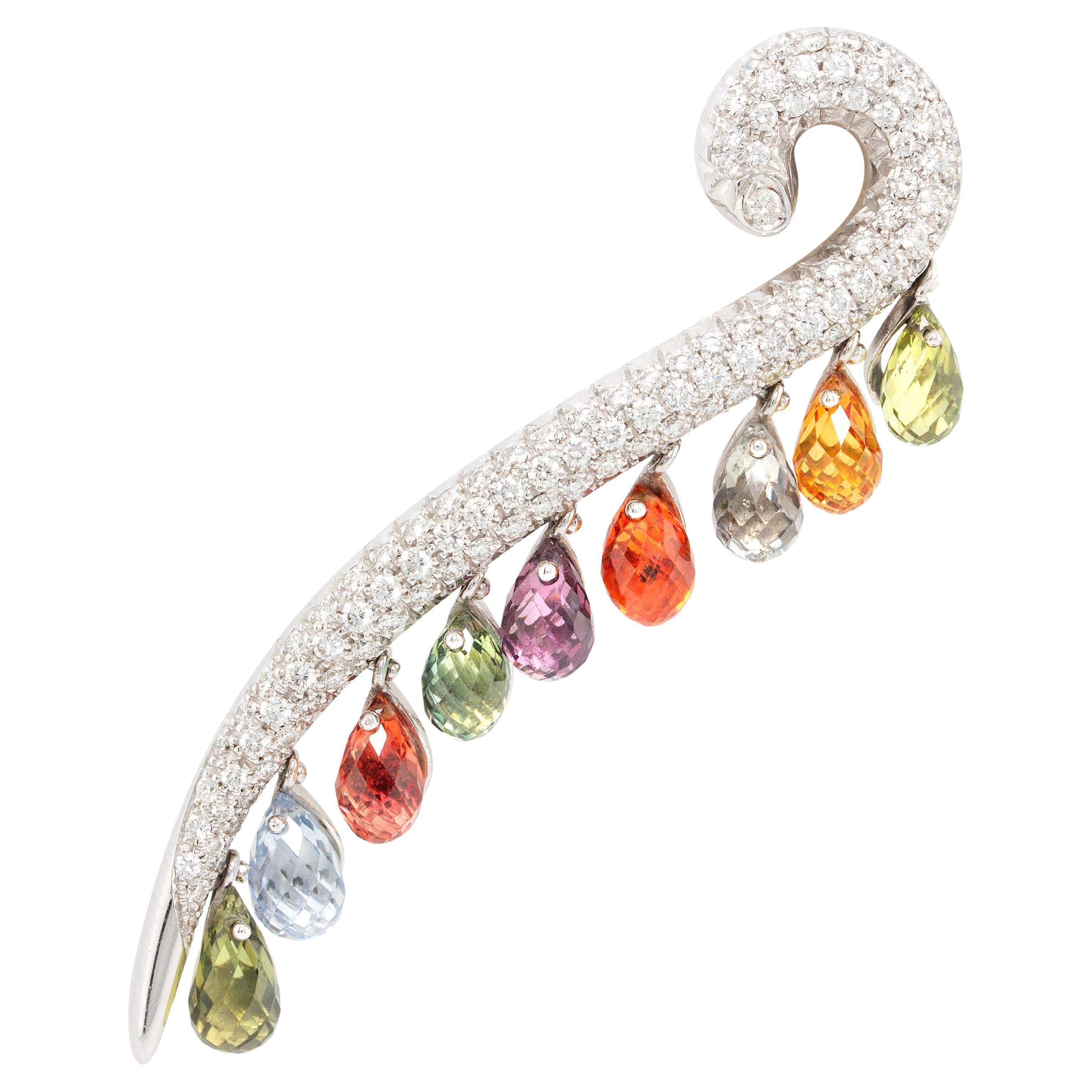 Ella Gafter Sapphire Briolette Diamond Stick Pin For Sale