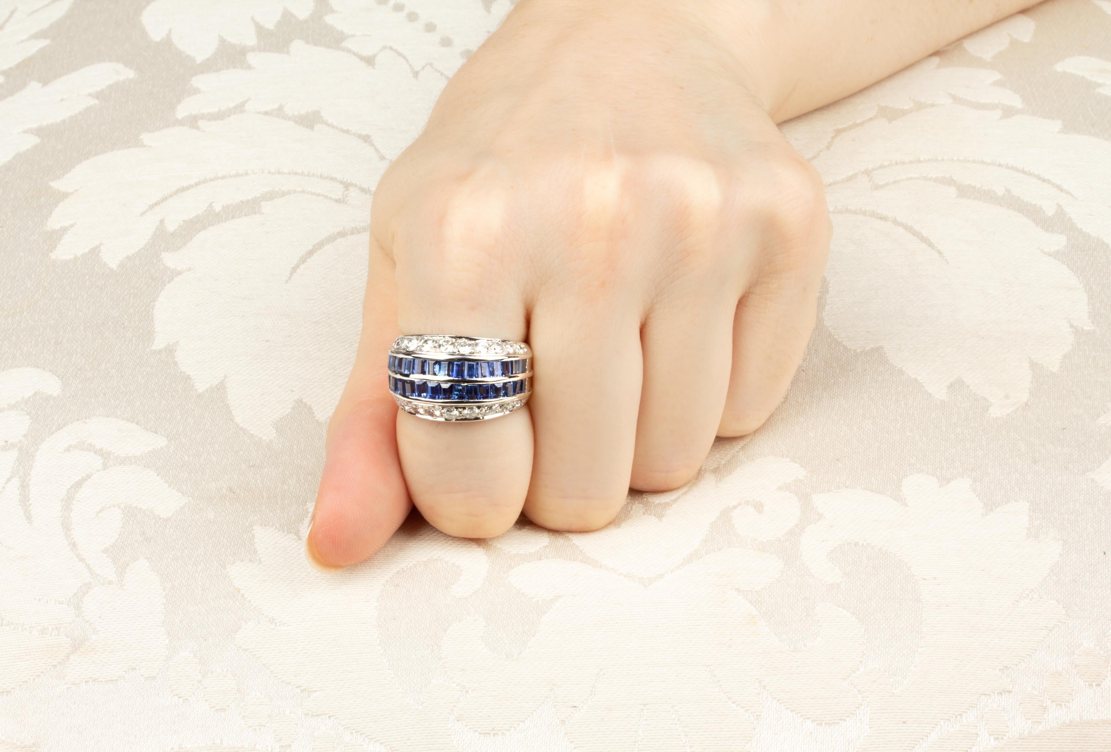 Artist Ella Gafter Sapphire Diamond Cocktail Ring For Sale