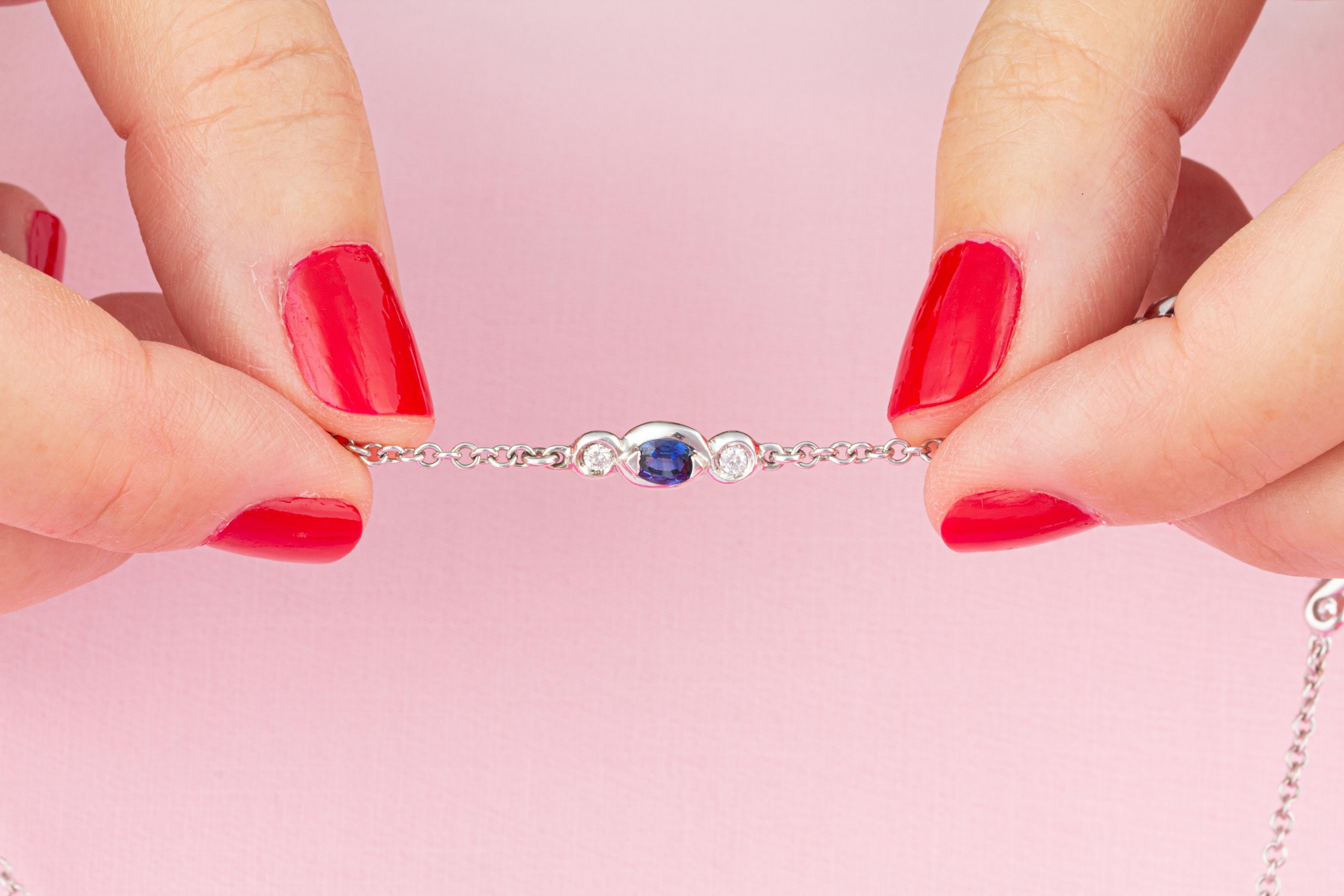 Ella Gafter Saphir-Diamant-Perlen-Halskette im Angebot 1