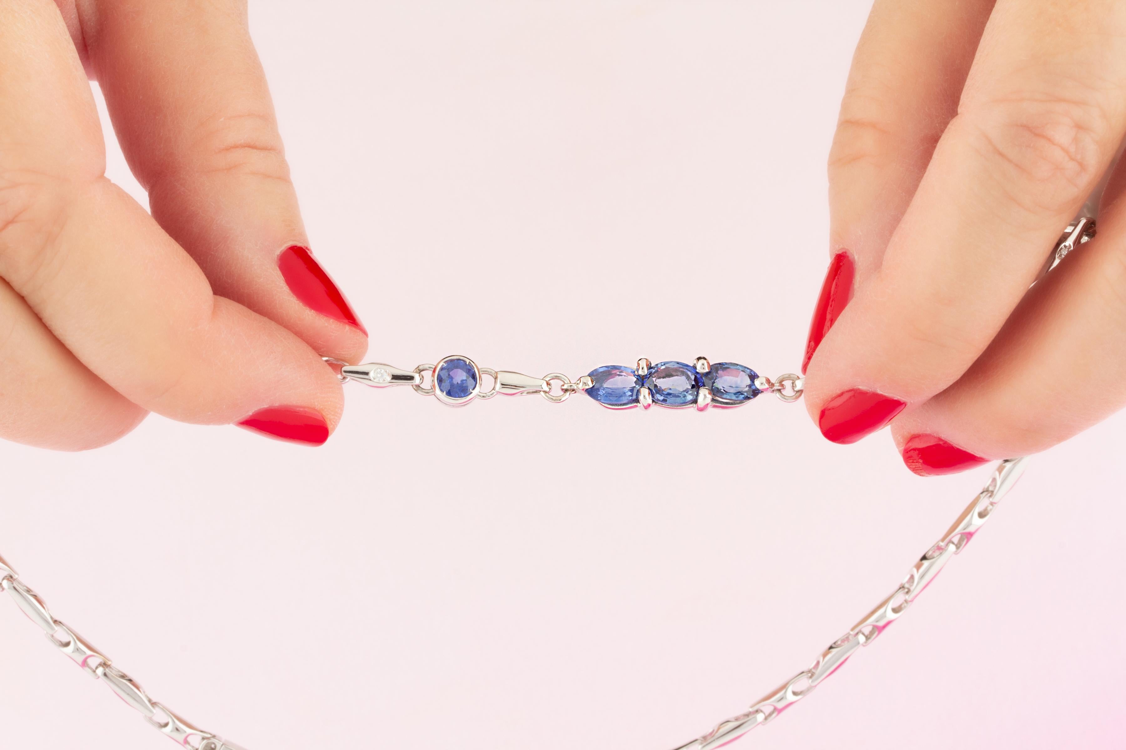 Ella Gafter Sapphire Diamond Pearl Pendant Necklace For Sale 3