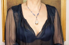 Collier à pendentif saphir diamant perle Design/One par Ella Gafter