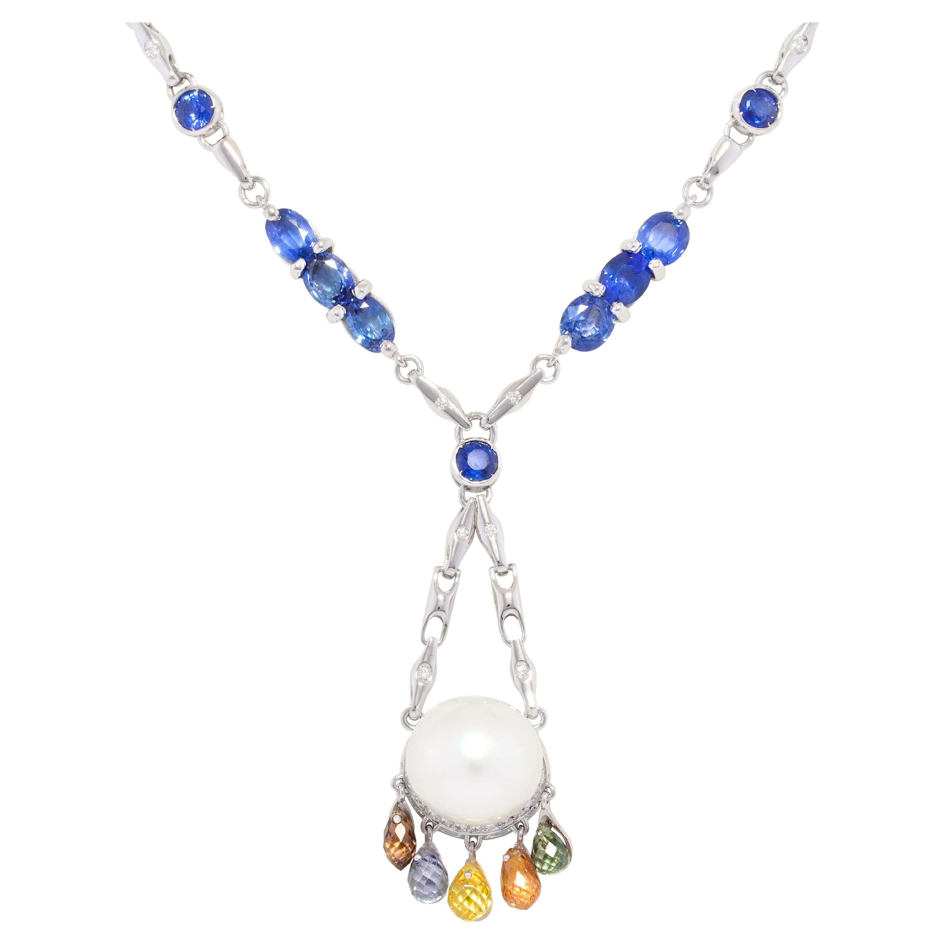 Ella Gafter Heart Shape Sapphire Diamond Necklace