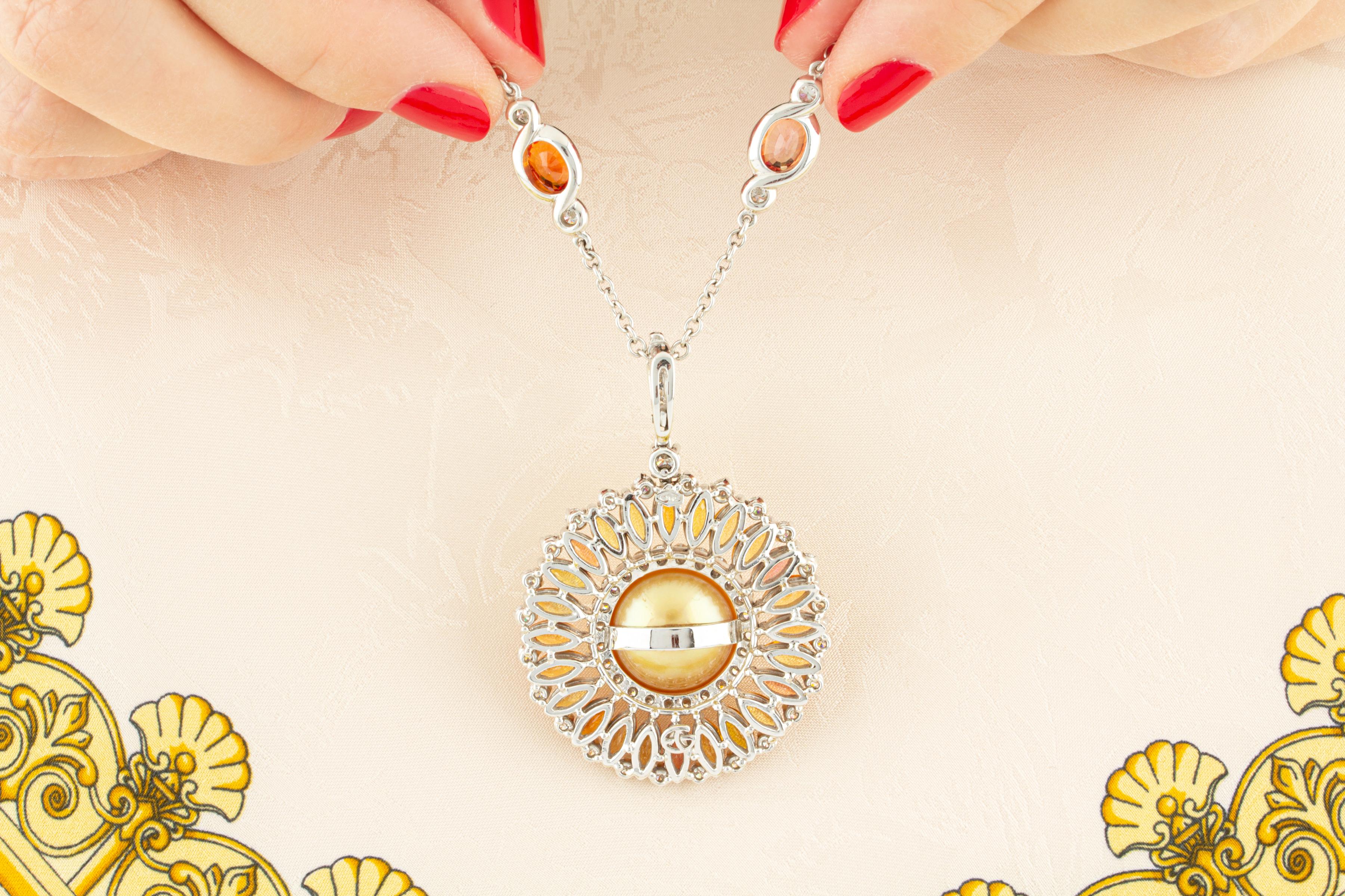 Brilliant Cut Ella Gafter Sapphire Diamond Pendant Necklace For Sale