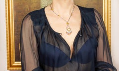 Multicolor Sapphire Diamond Golden Pearl Necklace Design by Ella Gafter