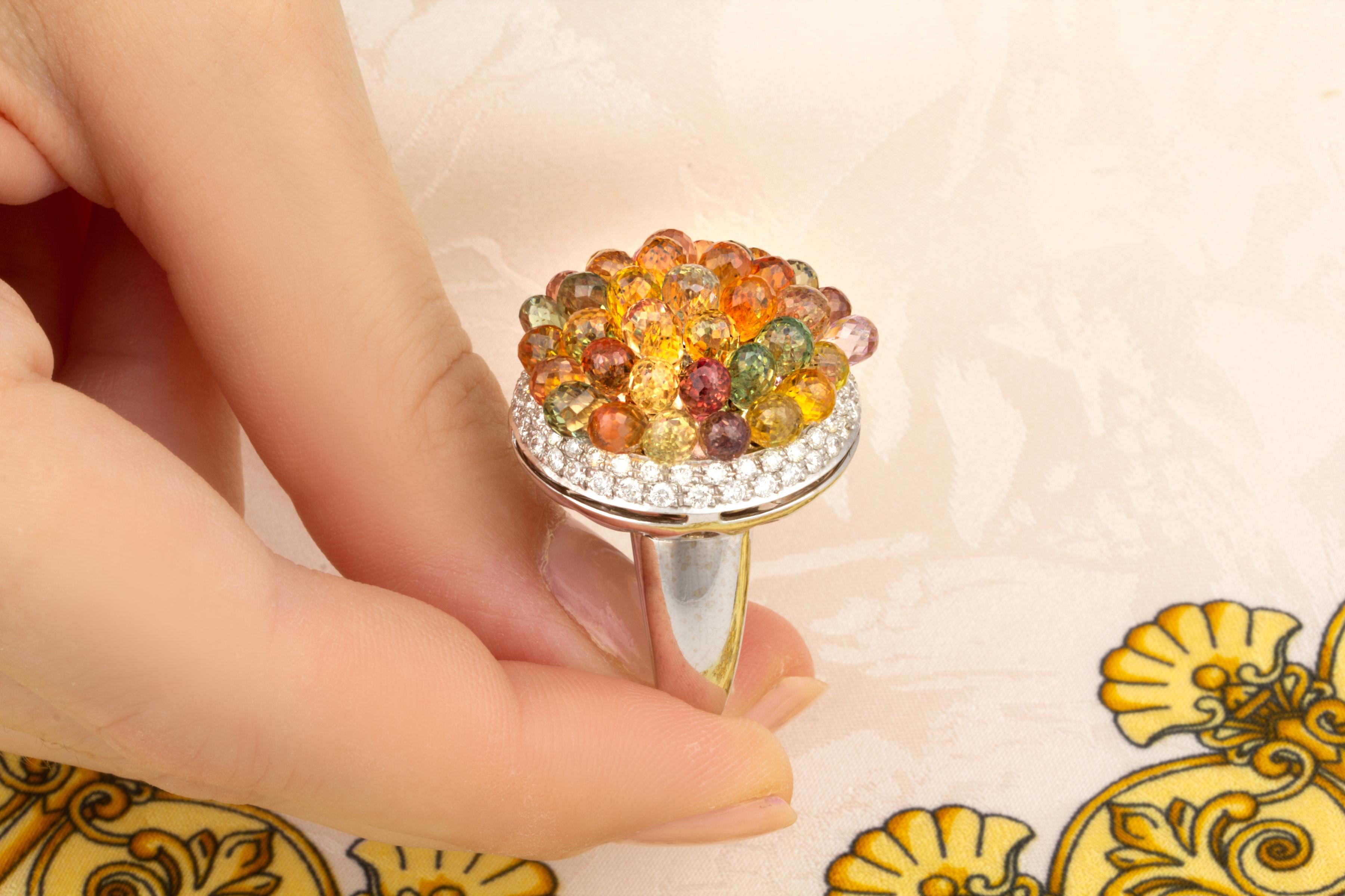 Ella Gafter Sapphire Diamond Tutti Frutti Ring In New Condition For Sale In New York, NY