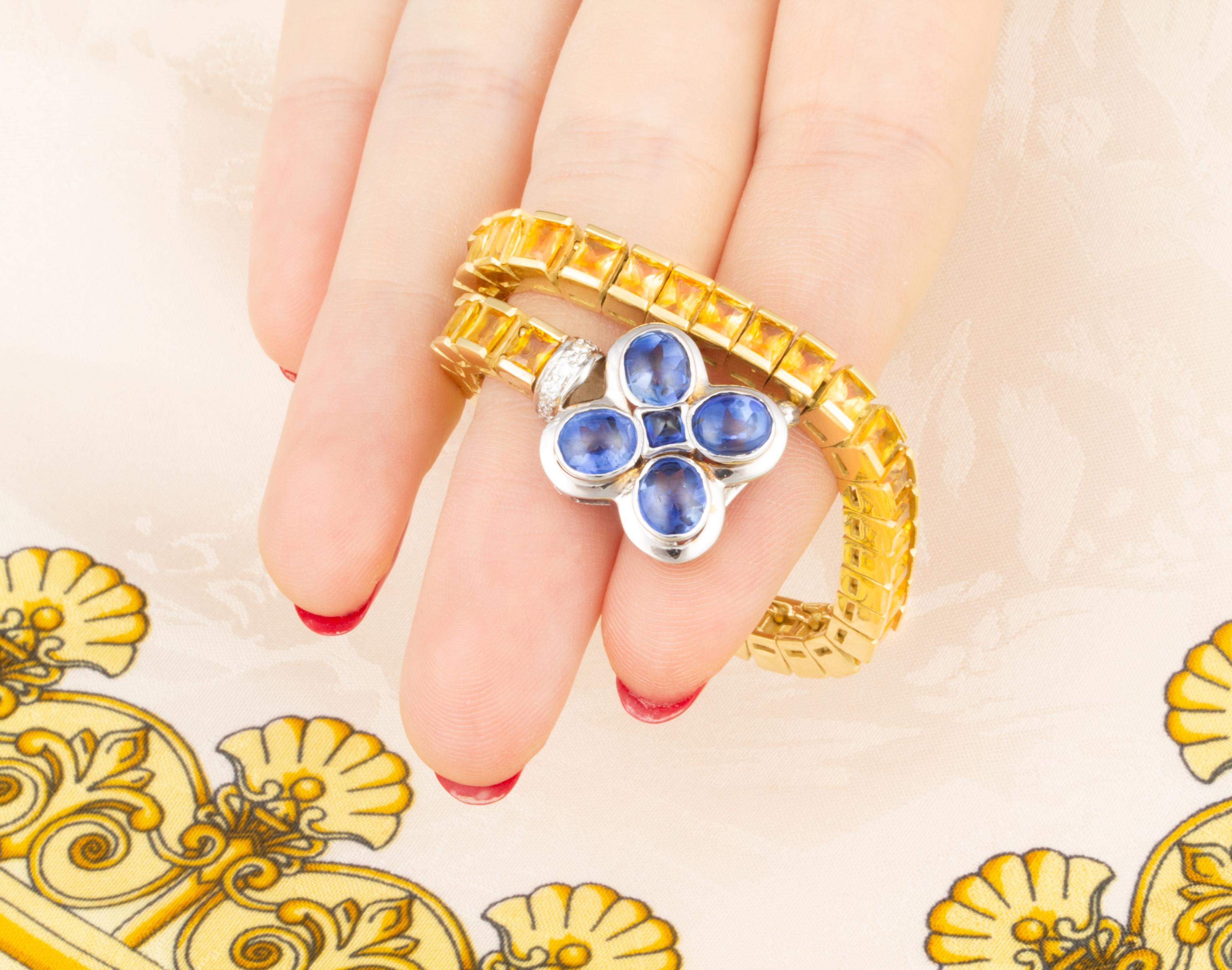 Artist Ella Gafter Sapphire Diamonds Flexible Color Bracelet For Sale