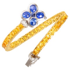 Yellow and Blue Sapphire Diamond Bracelet Design by Ella Gafter