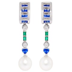 Ella Gafter Sapphire Emerald Pearl Diamond Earrings