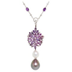 Collier saphir-lavande avec perles et diamants Design/One par Ella Gafter