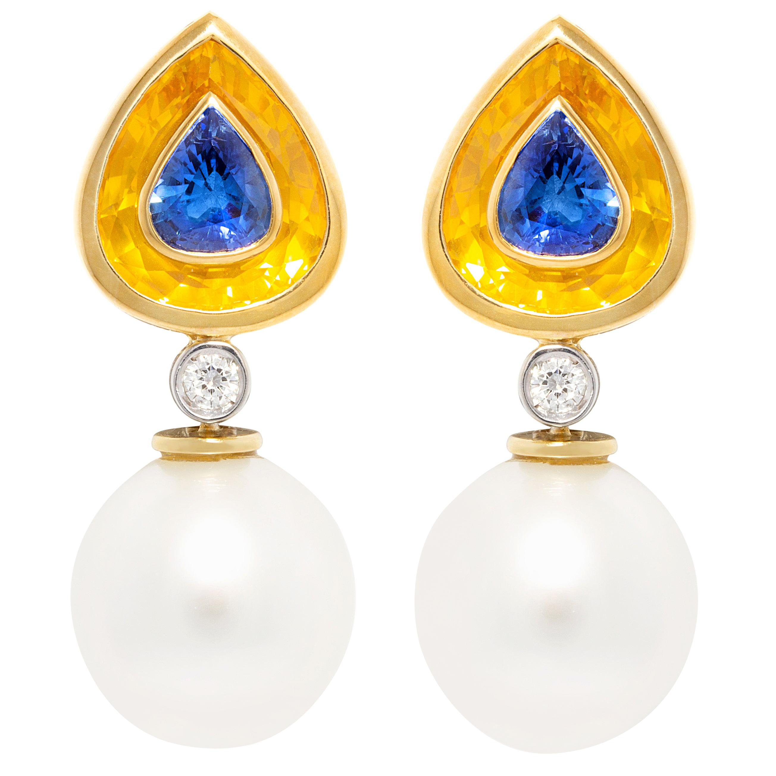 Ella Gafter Sapphire Pearl Diamond Earrings