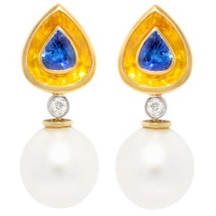 Ella Gafter Sapphire Pearl Diamond Earrings