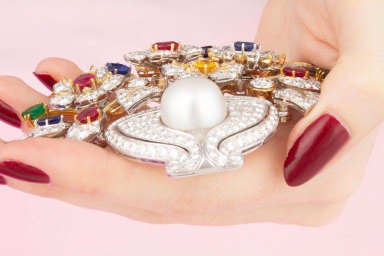 Ella Gafter Sapphire Ruby Diamond Jardiniere Brooch Pin For Sale 10