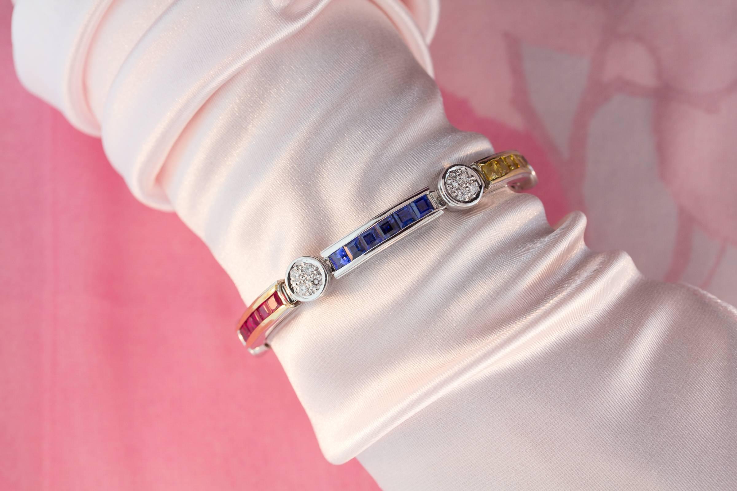 Ella Gafter Sapphire Ruby Diamond Multicolor Bracelet For Sale 1