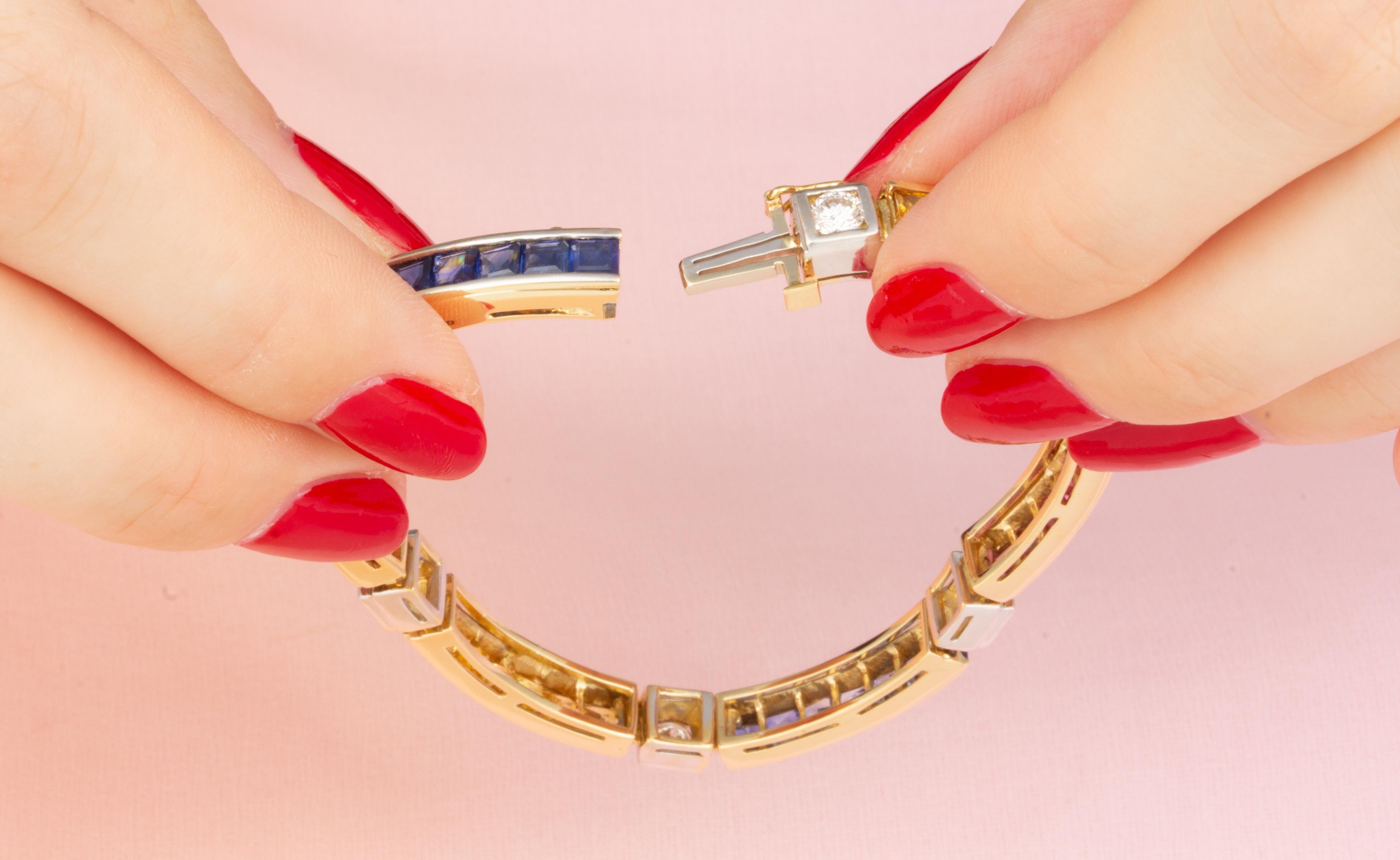 Bracciale Multicolor Line Zaffiro Rubino Diamante Design/One di Ella Gafter In condizioni Nuovo in vendita a New York, NY