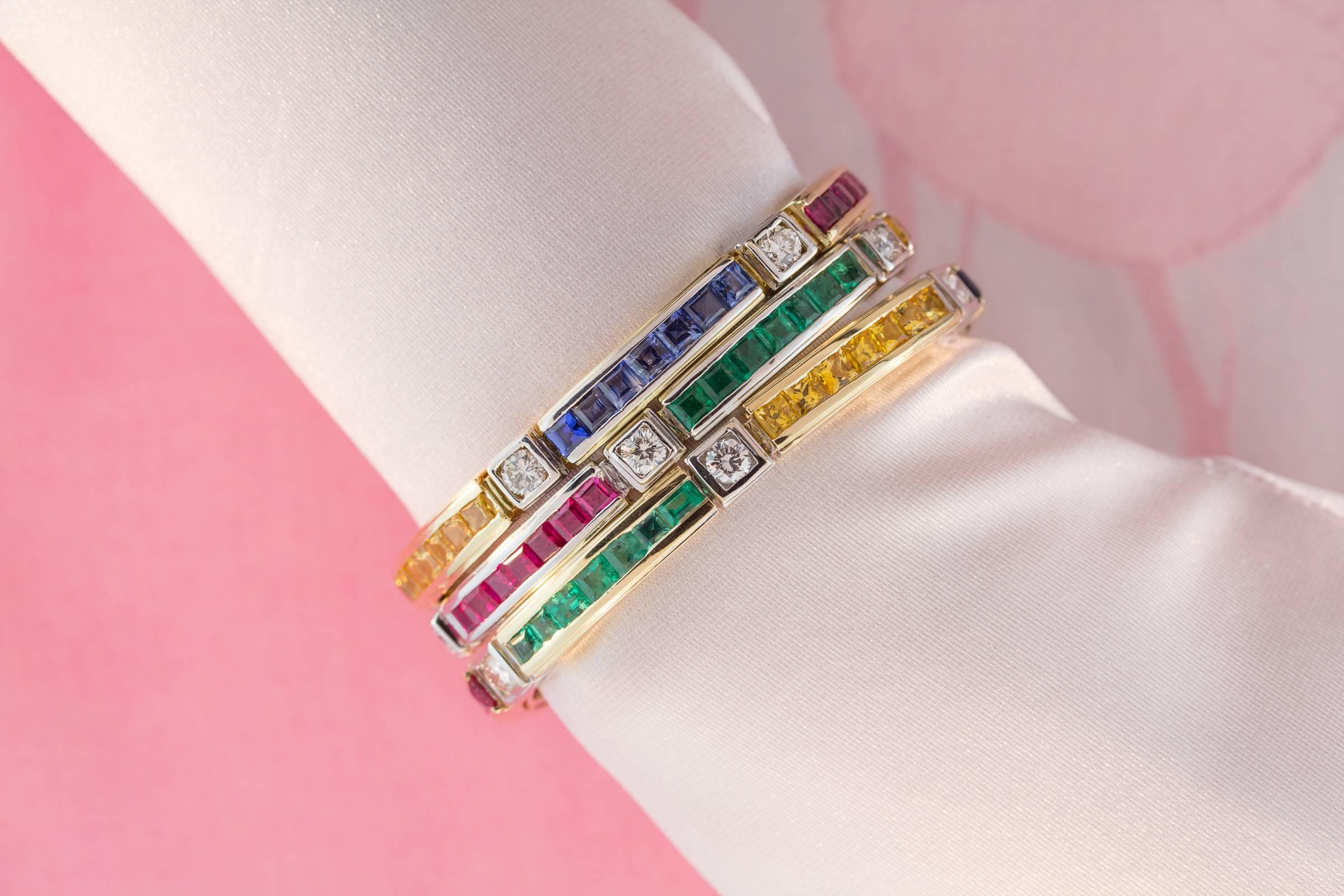 Ella Gafter Sapphire Ruby Diamond Bracelet For Sale 2
