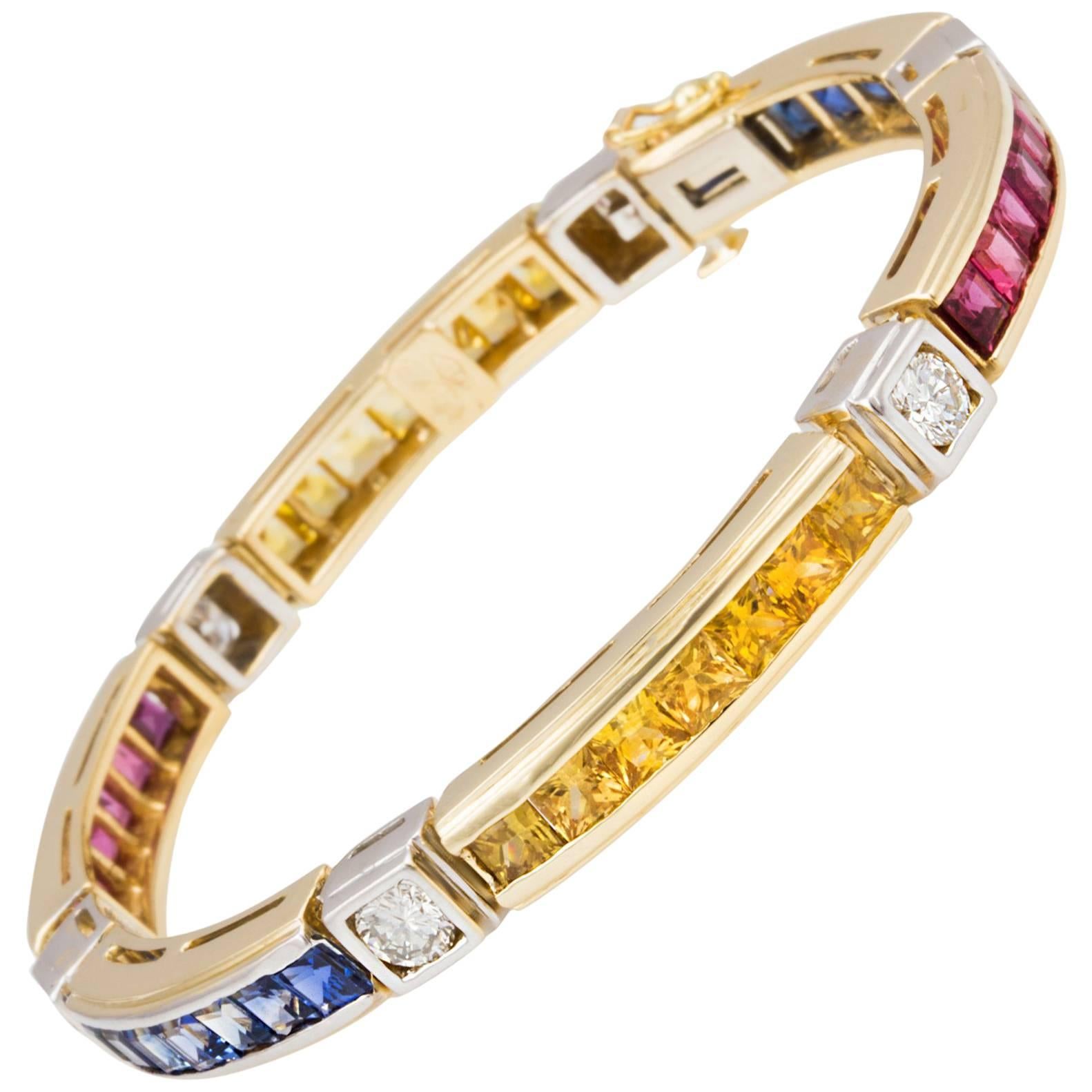 Ella Gafter Sapphire Ruby Diamond Bracelet For Sale