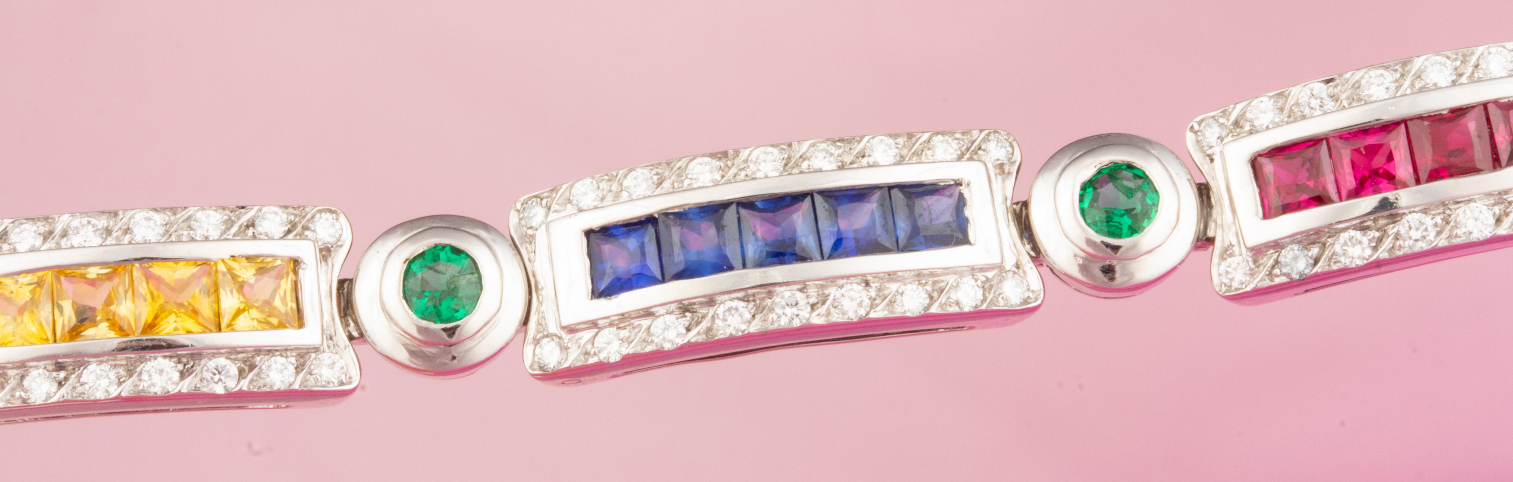 Women's Ella Gafter Sapphire Ruby Emerald Diamond Bracelet For Sale