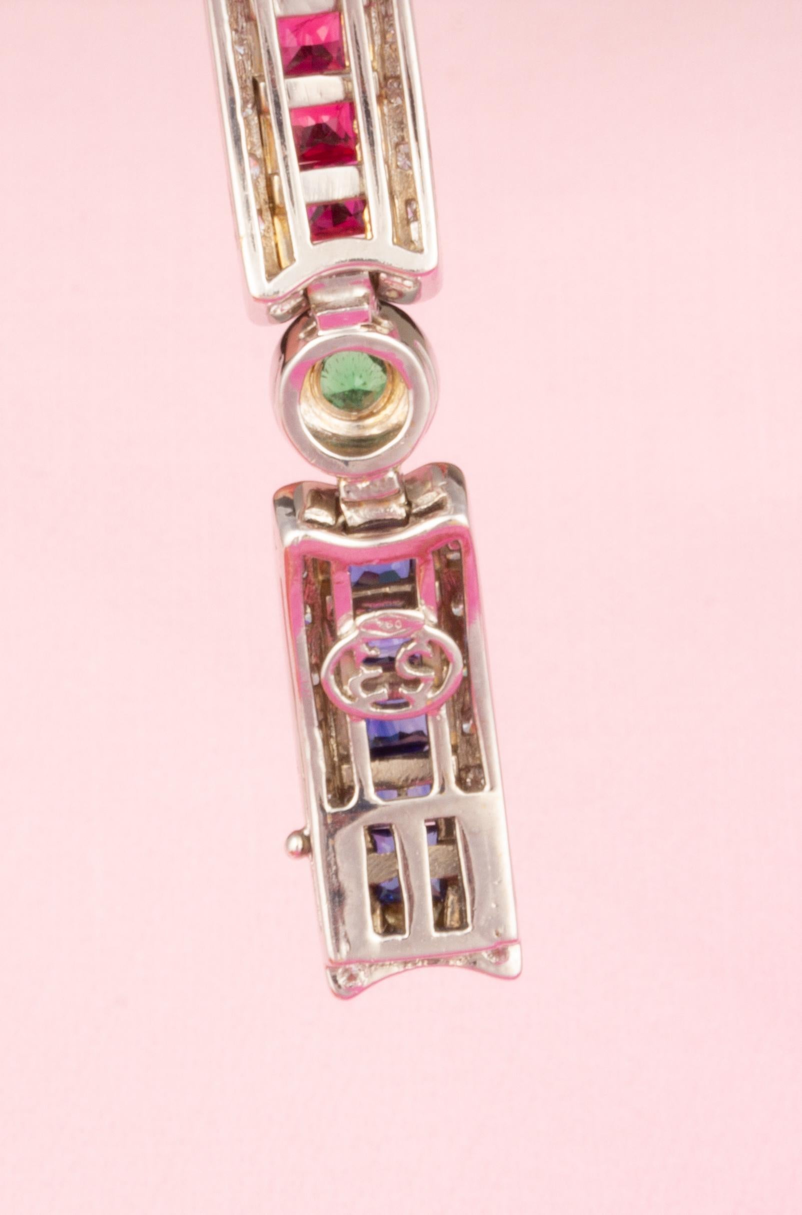 Bracciale multicolore con zaffiro, rubino e smeraldo, design di Ella Gafter in vendita 1