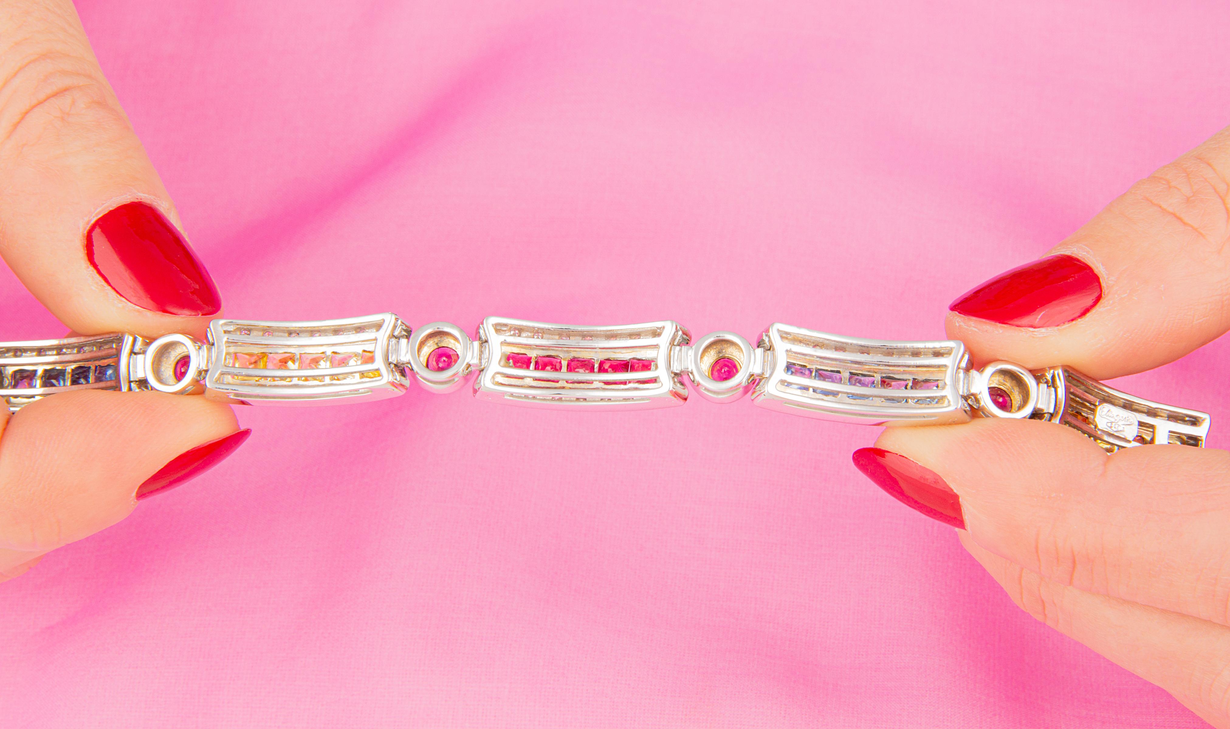 Women's Ella Gafter Sapphire Ruby Diamond Multicolor Bracelet For Sale