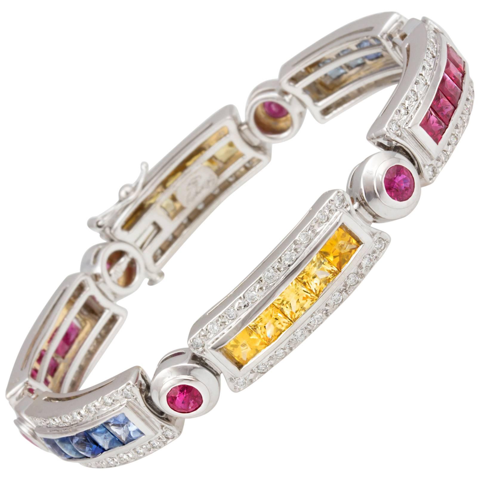 Ella Gafter Sapphire Ruby Diamond Multicolor Bracelet For Sale