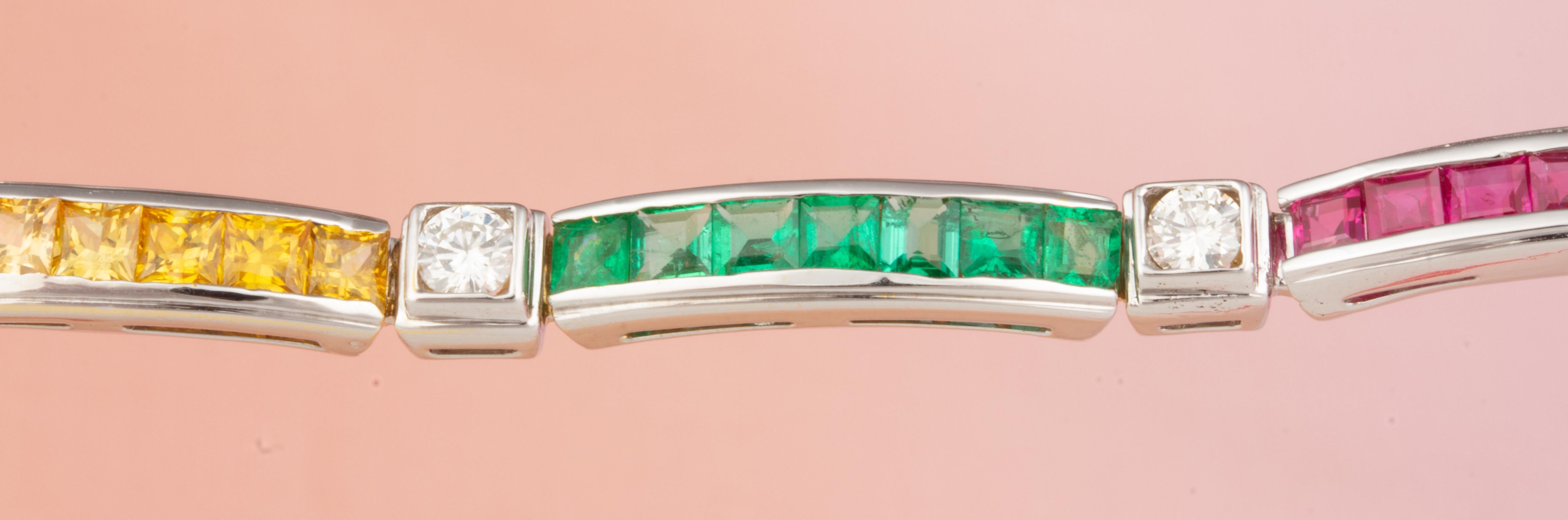 Women's Ella Gafter Sapphire Ruby Emerald Diamond Tennis Bracelet