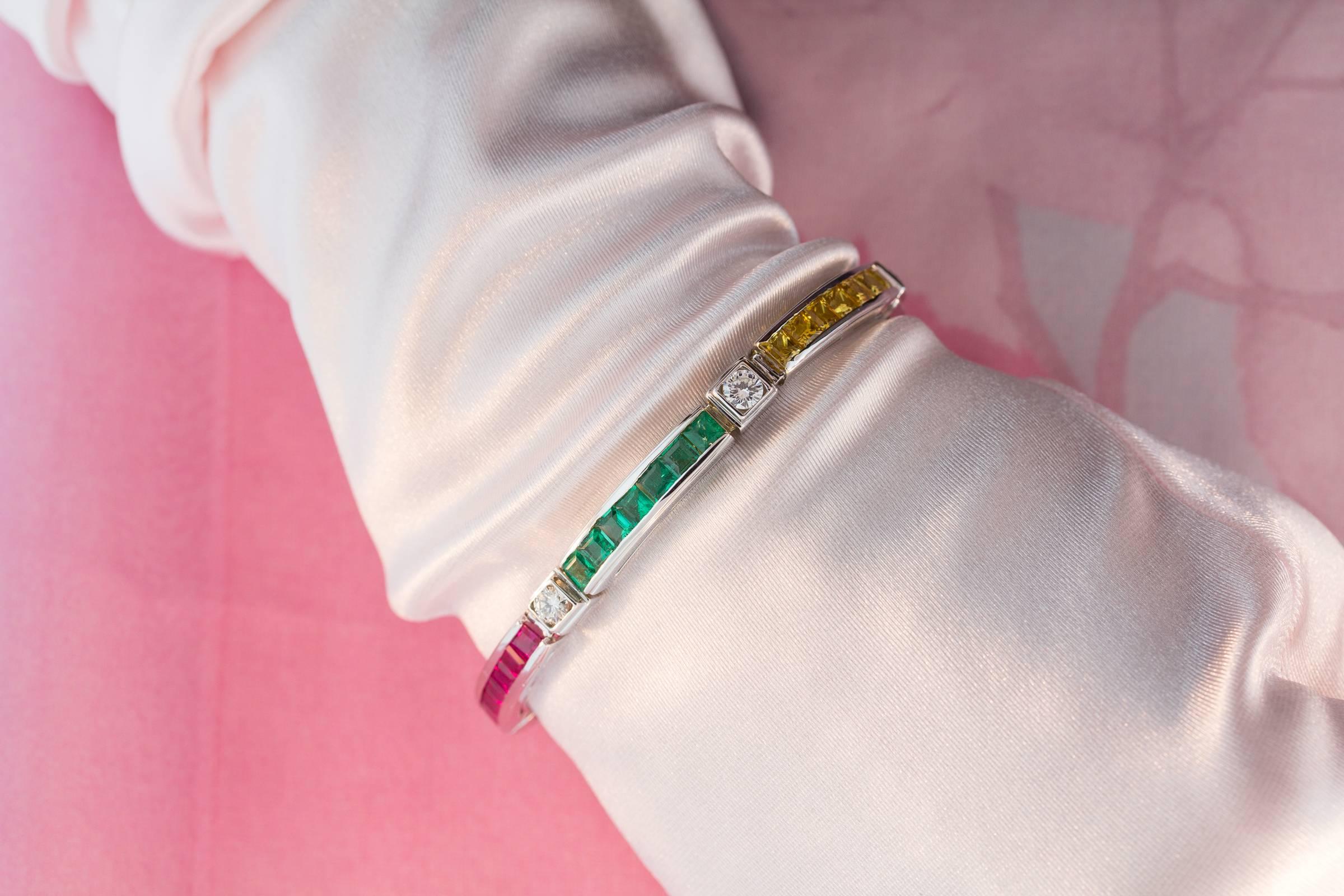 Ella Gafter Sapphire Ruby Emerald Diamond Tennis Bracelet 2