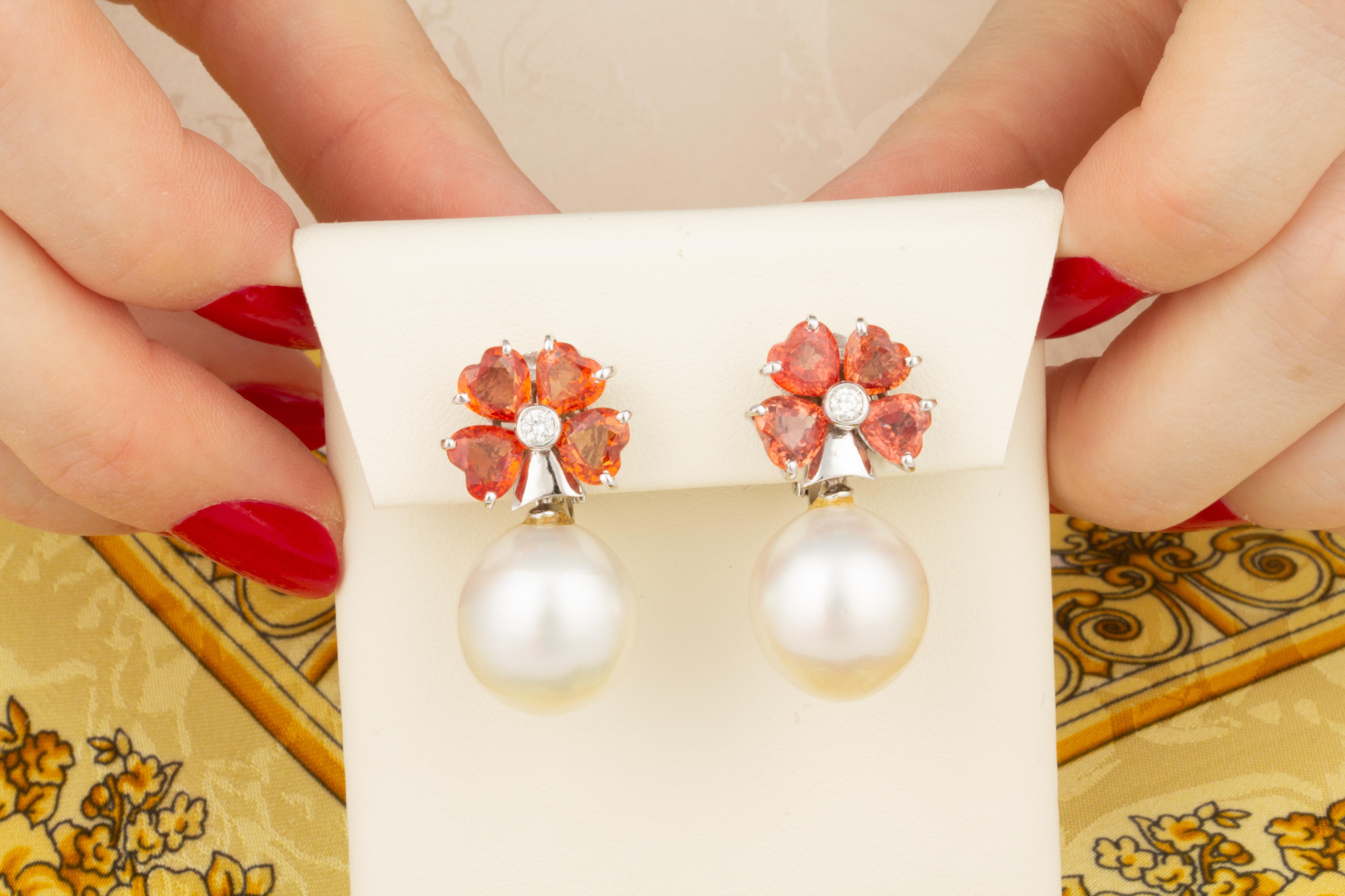 pearl earrings with sapphire