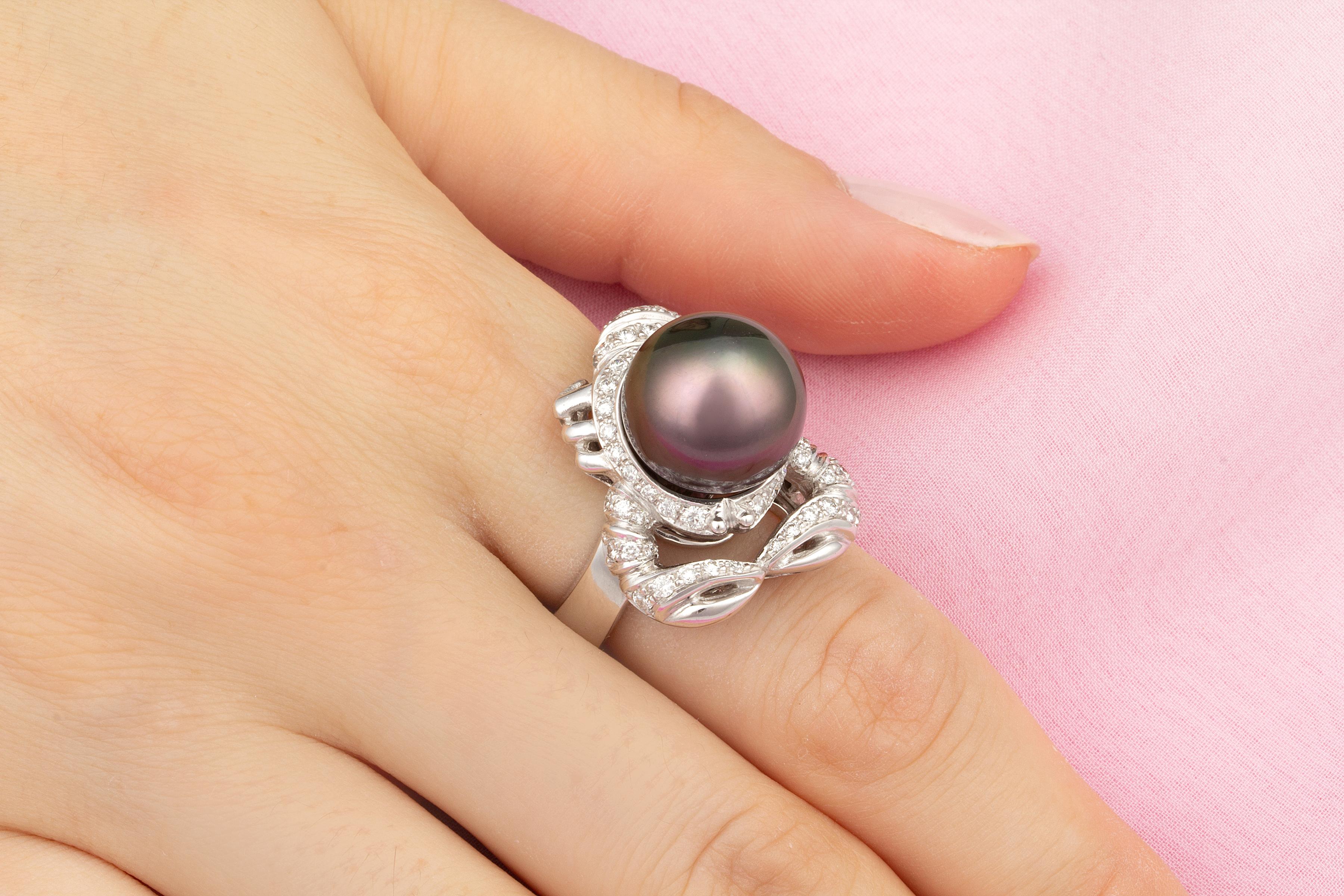 Ella Gafter Scorpio Pearl Diamond Zodiac Ring  In New Condition For Sale In New York, NY