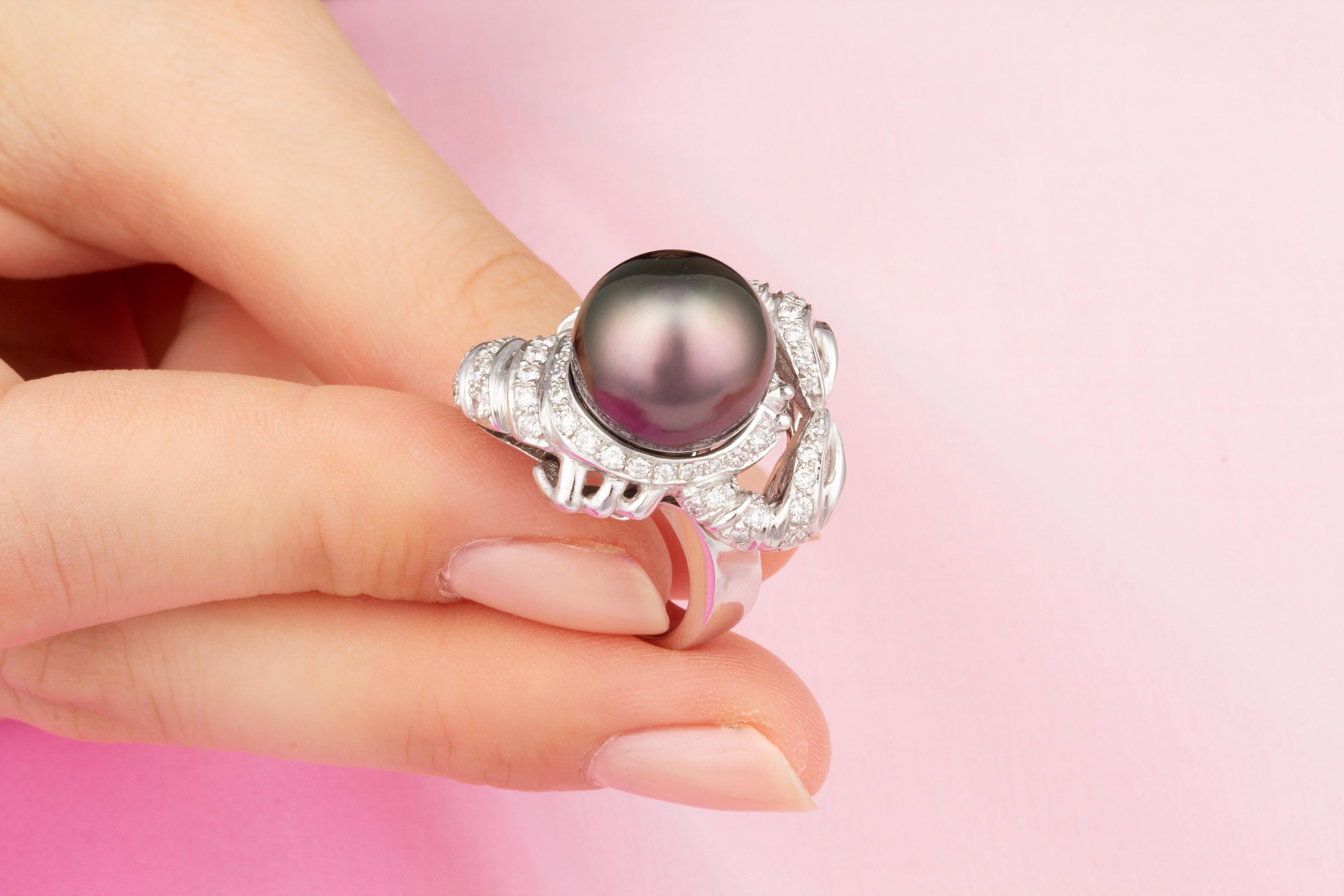 Ella Gafter Scorpio Pearl Diamond Zodiac Ring  For Sale 2