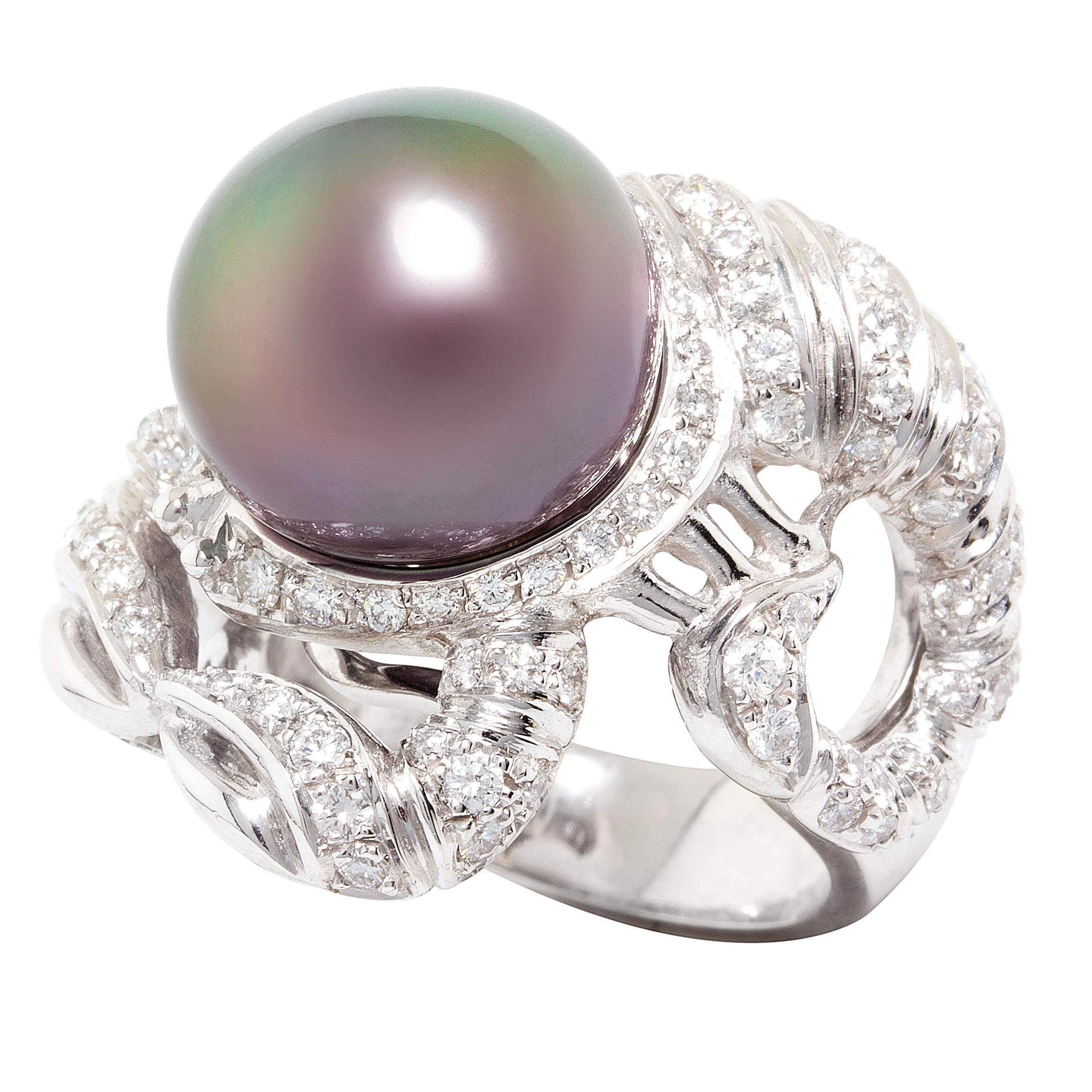 Ella Gafter Scorpio Pearl Diamond Zodiac Ring  For Sale