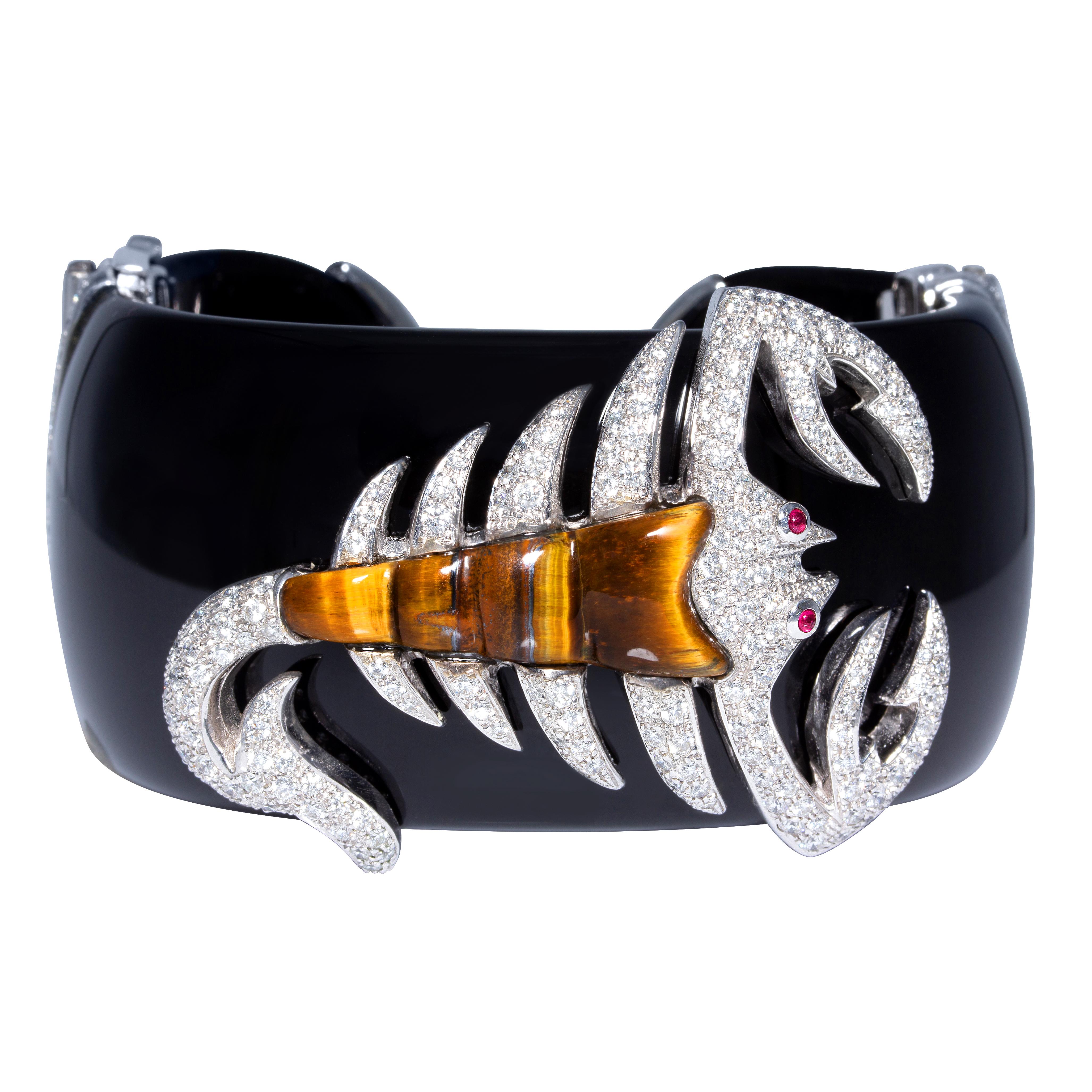 Ella Gafter Scorpio Zodiac Cuff Bracelet with Diamonds For Sale