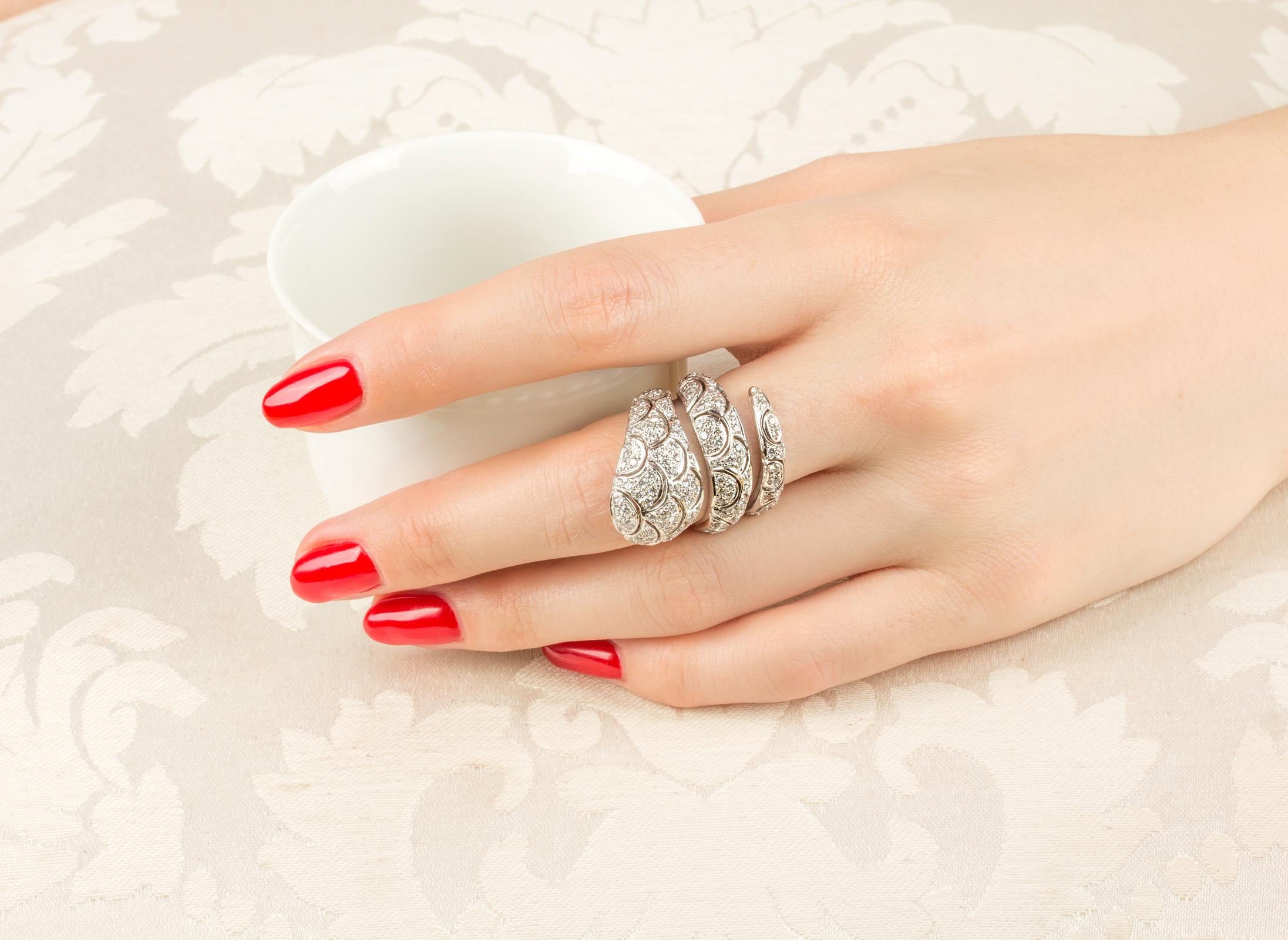 Artist Snake Ring Diamond White Gold Design by Ella Gafter For Sale