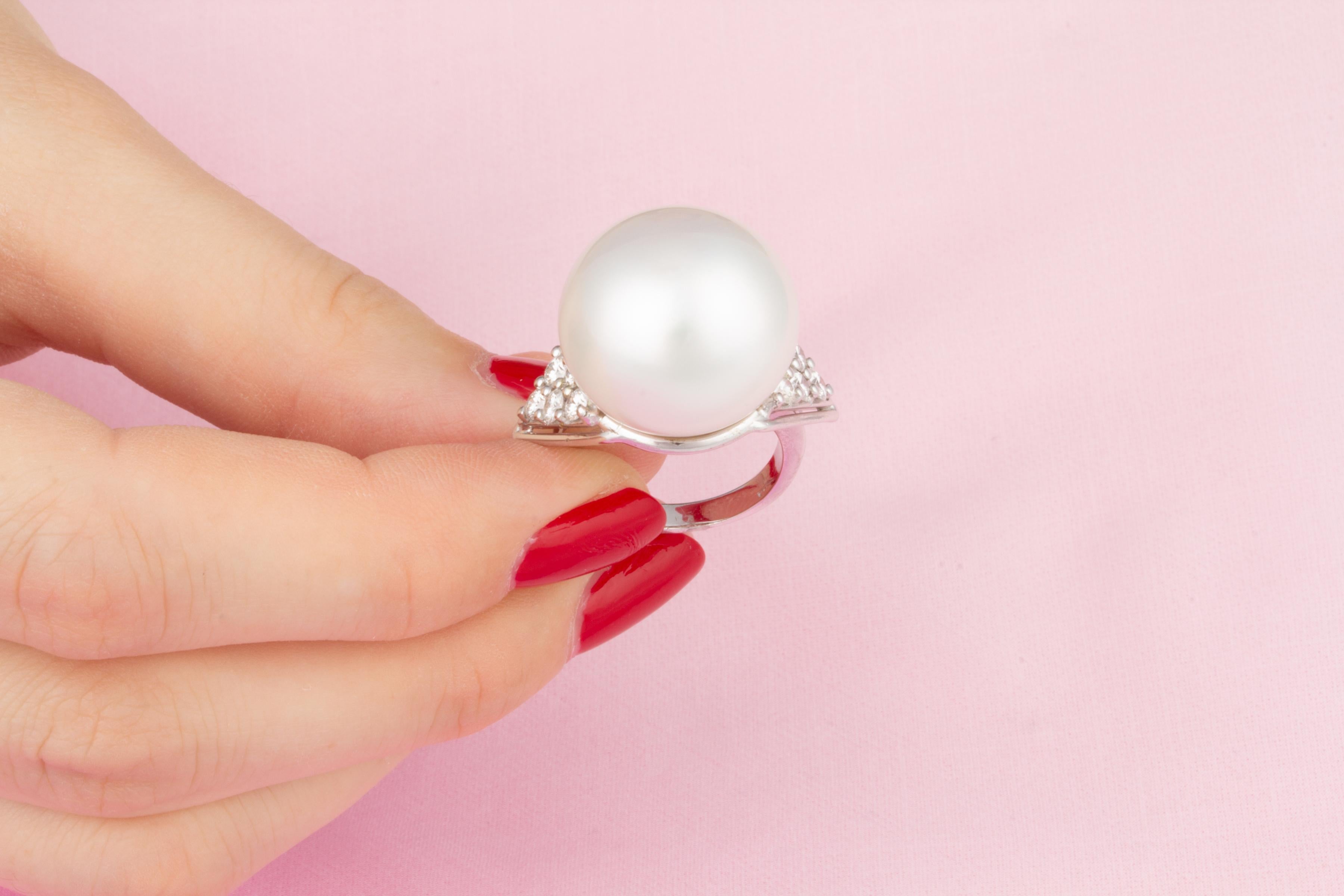 Women's Ella Gafter South Sea Pearl Diamond Cocktail Ring
