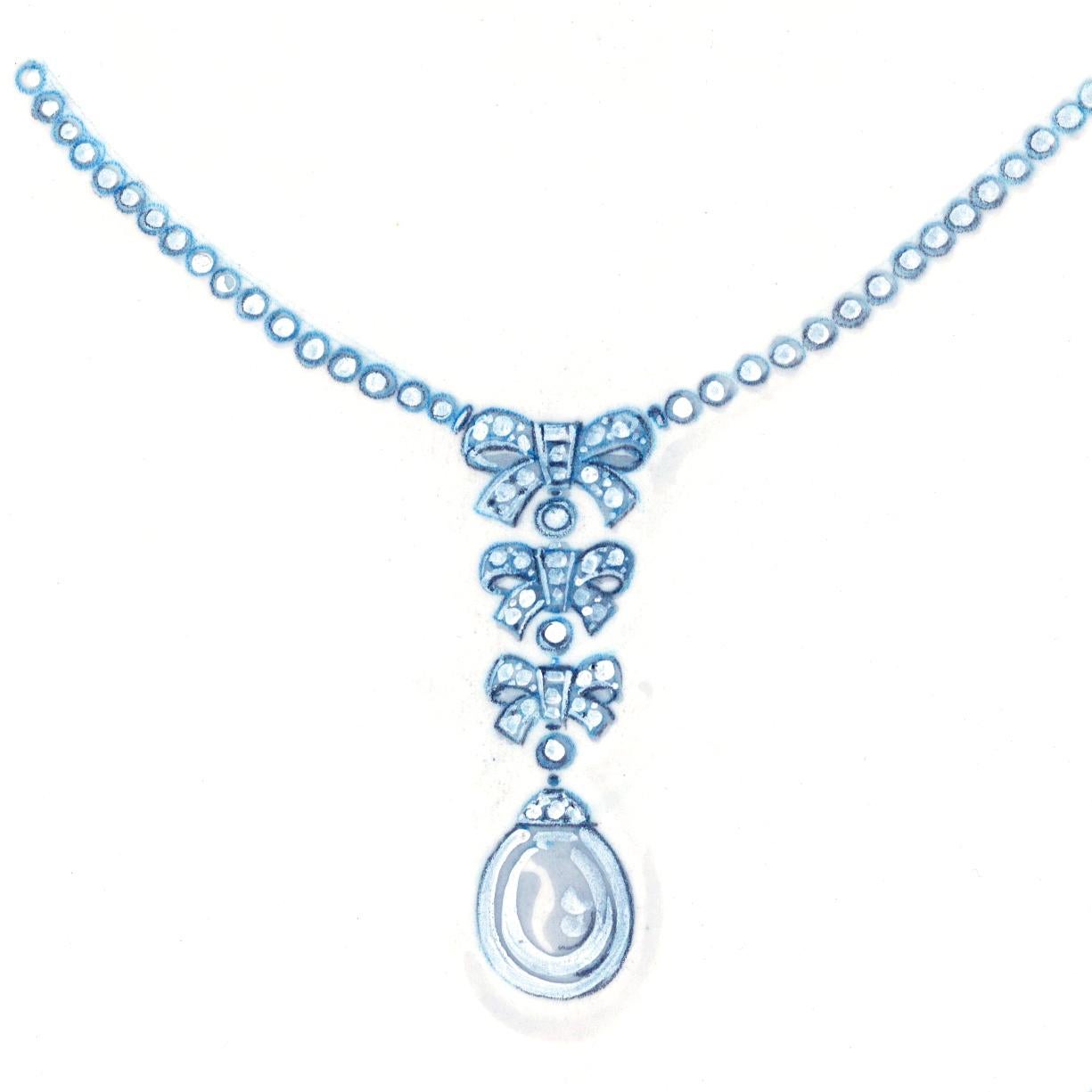 Ella Gafter Perlen-Diamant-Schleifen-Anhänger-Halskette im Angebot 6