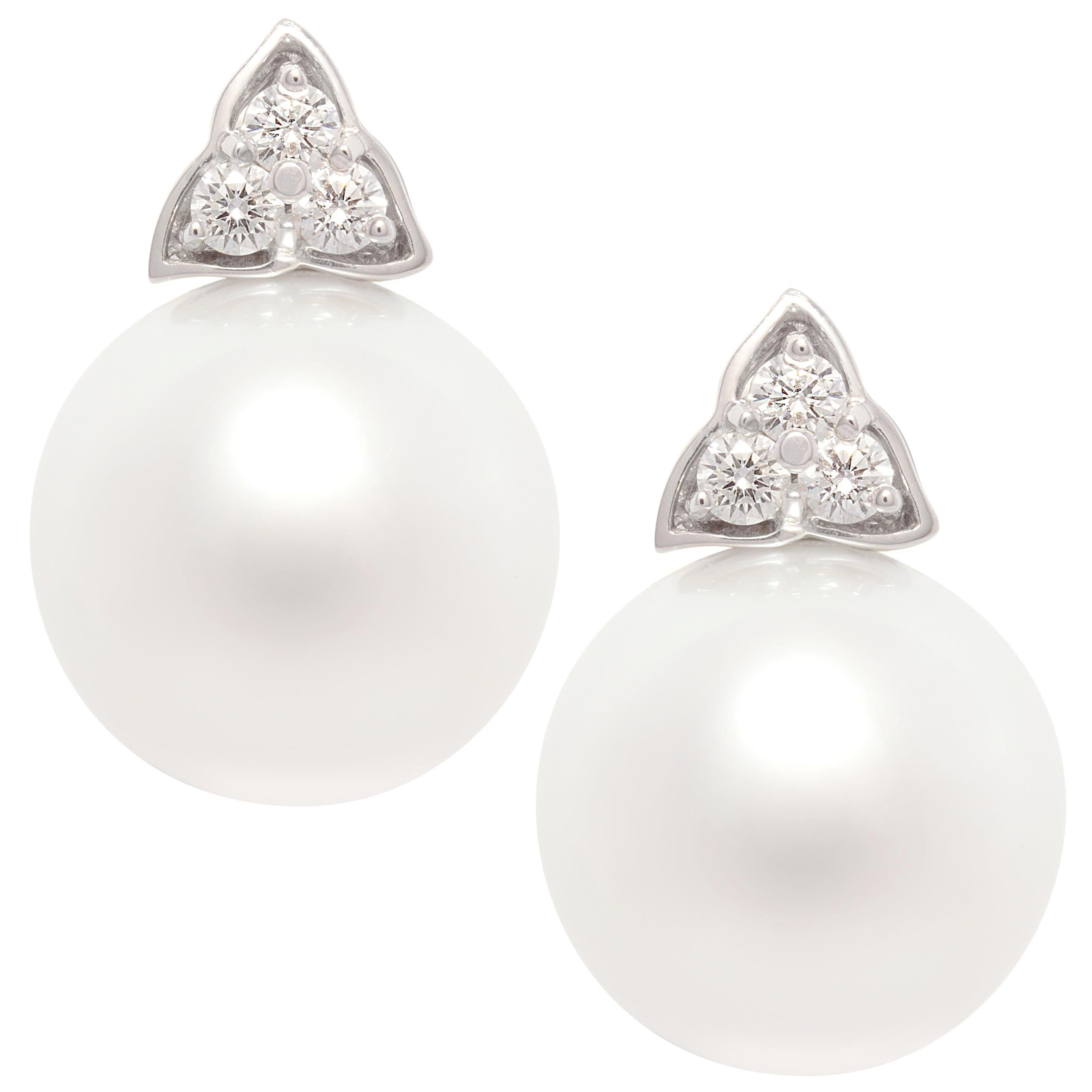 Ella Gafter South Sea Pearl Diamond Stud Earrings