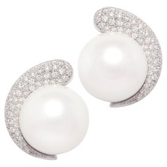 Ella Gafter 16mm South Sea Pearl Diamond Earrings