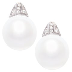 Ella Gafter South Sea Pearl Diamond Clip-On Earrings