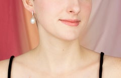 South Sea Pearl Diamond Drop Earrings Design by Ella Gafter