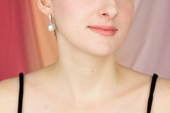South Sea Pearl Diamond Drop Earrings Hoop Design by Ella Gafter