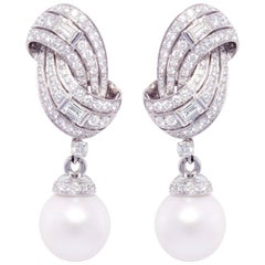 Ella Gafter 16mm South Sea Pearl Diamond Drop Earrings