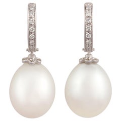 Ella Gafter Boucles d'oreilles en goutte en perles ovales et diamants